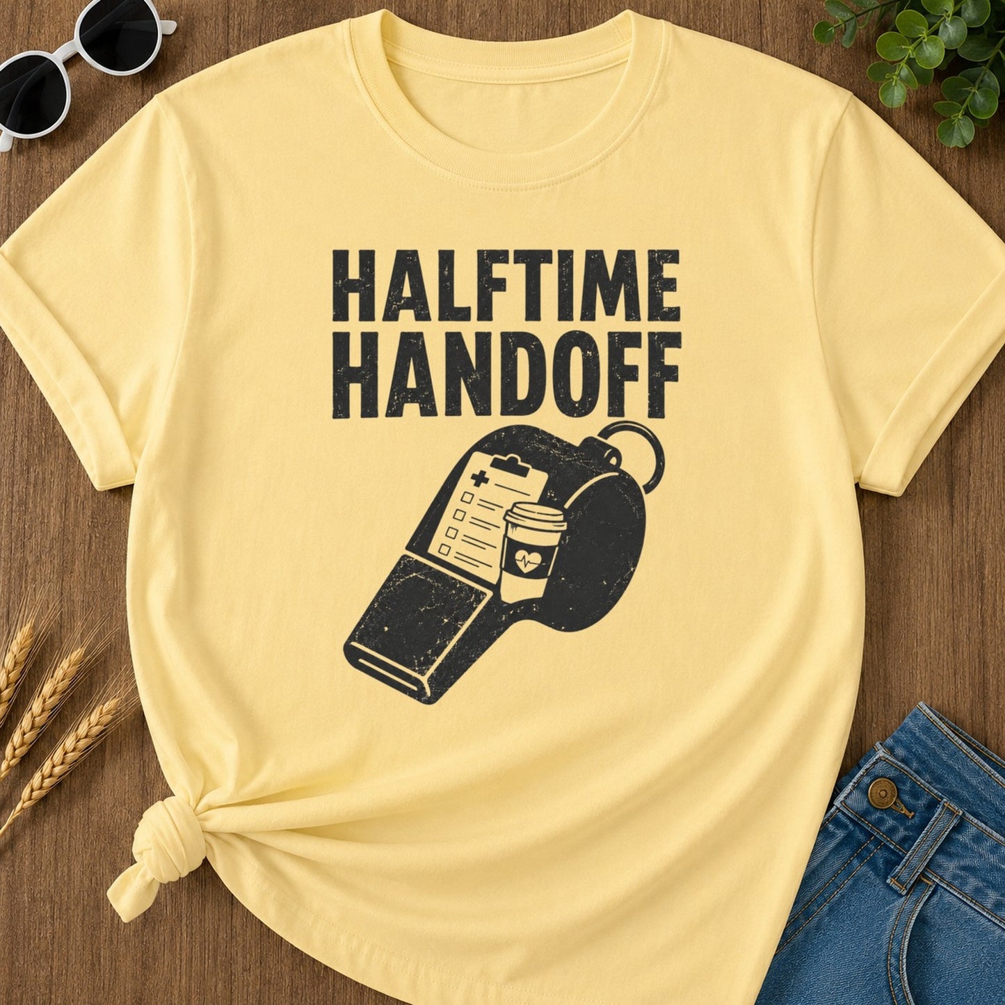Halftime Handoff Variant T-shirt - Butter Mockup