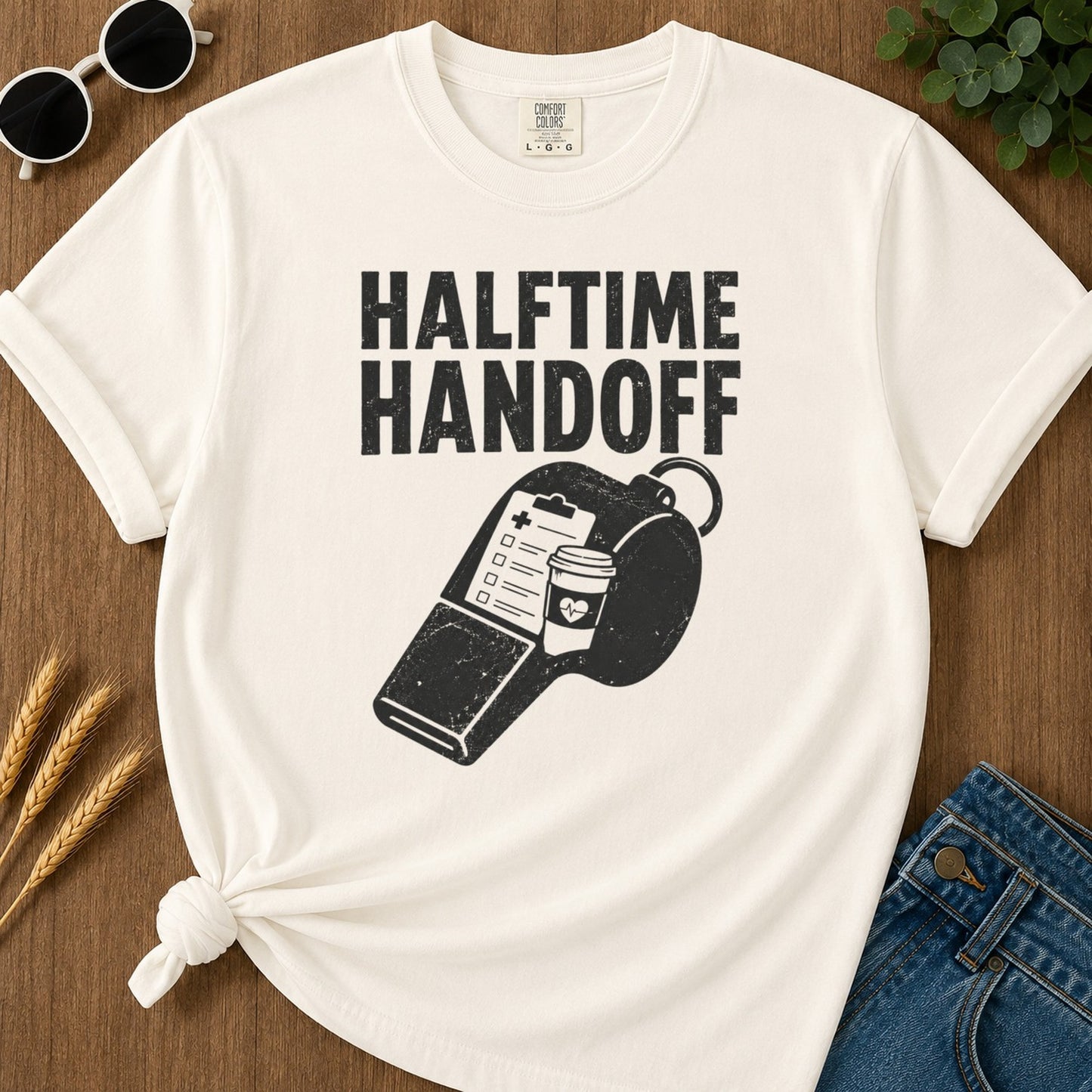 Halftime Handoff Variant T-shirt - Ivory Mockup