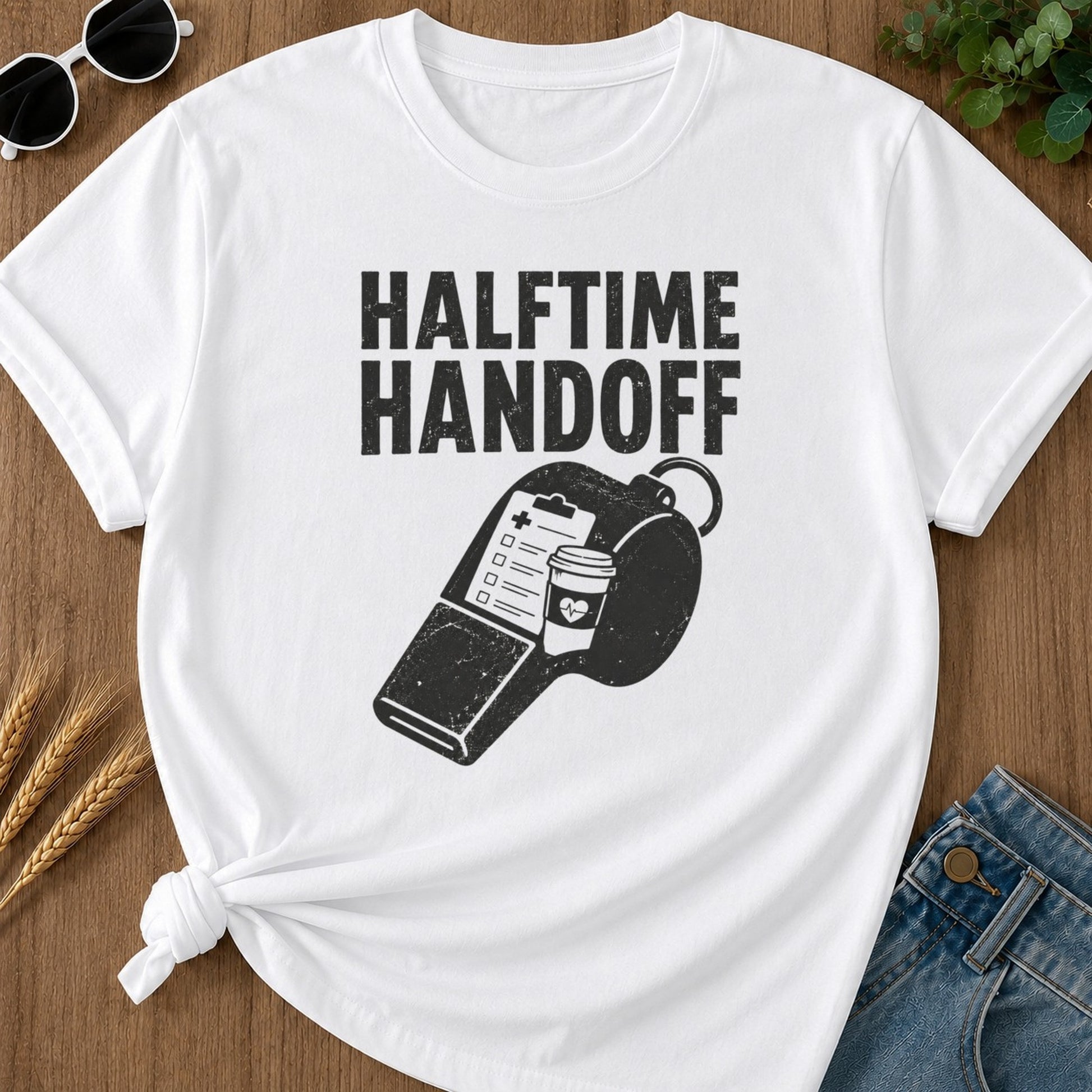 Halftime Handoff Variant T-shirt - White Mockup