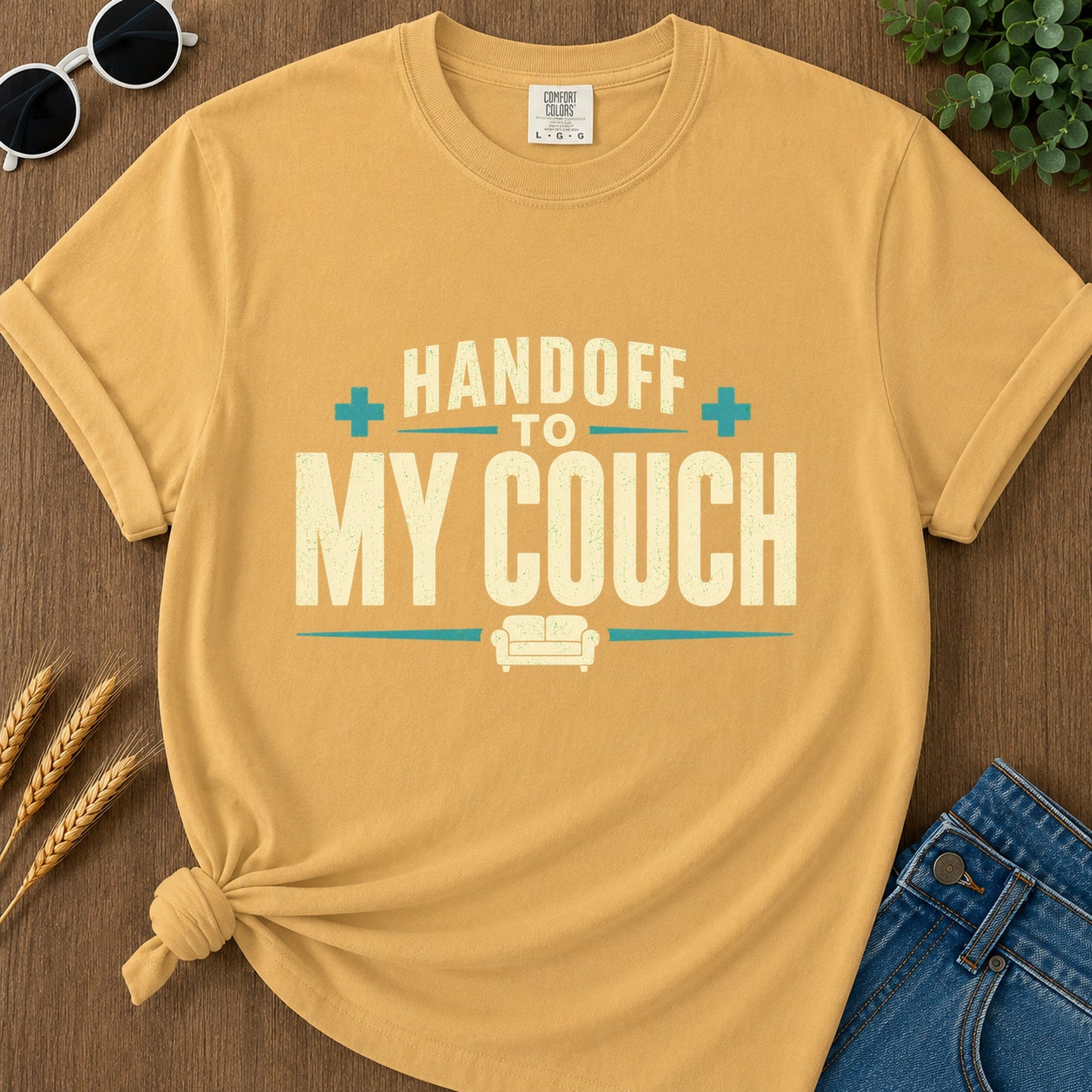 Handoff To My Couch T-Shirt - Mustard