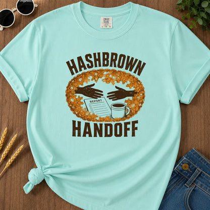 Hashbrown Handoff T-shirt - Chalky Mint Mockup