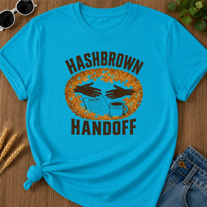 Hashbrown Handoff T-shirt - Sapphire Mockup