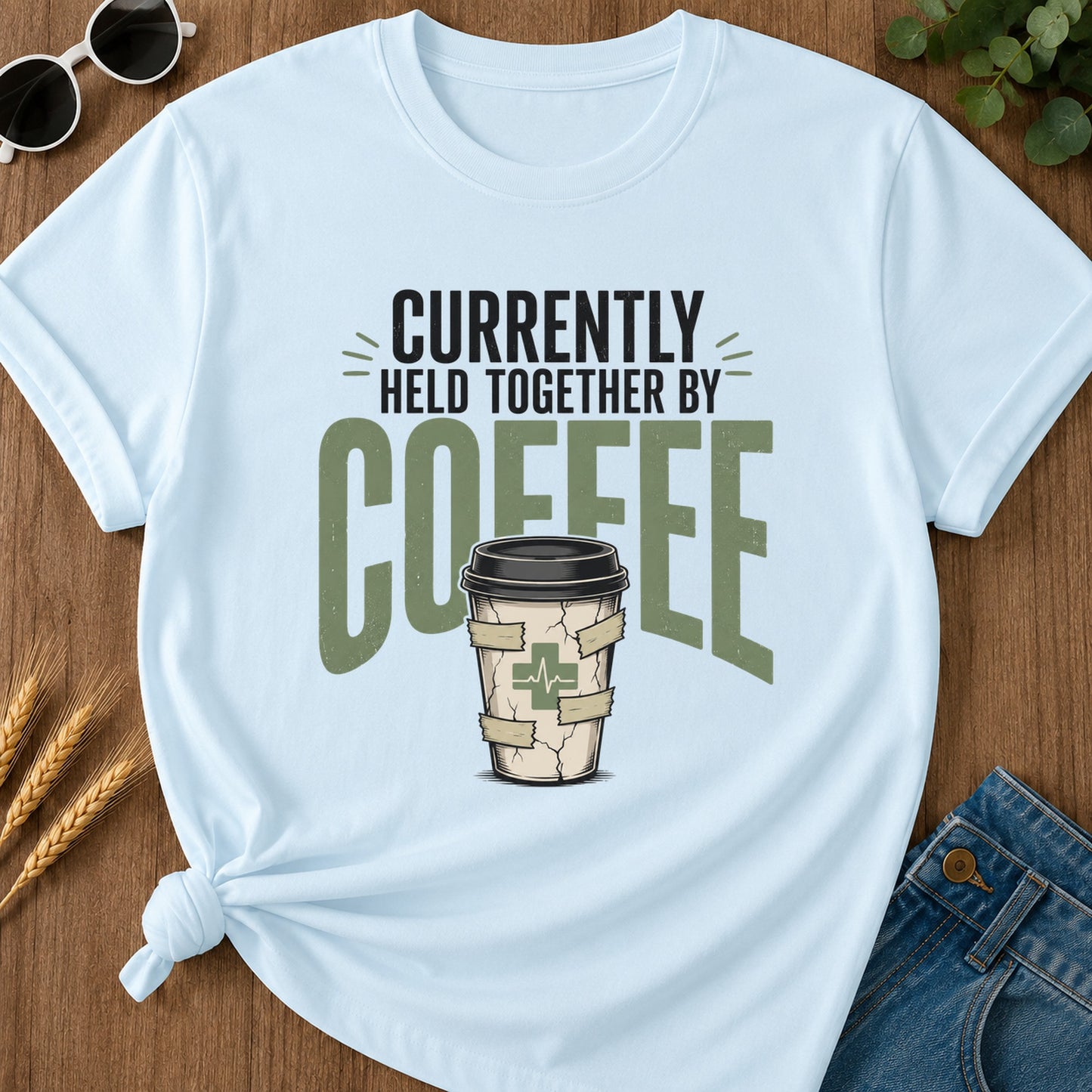 Held Together By Coffee T-Shirt - Chambray