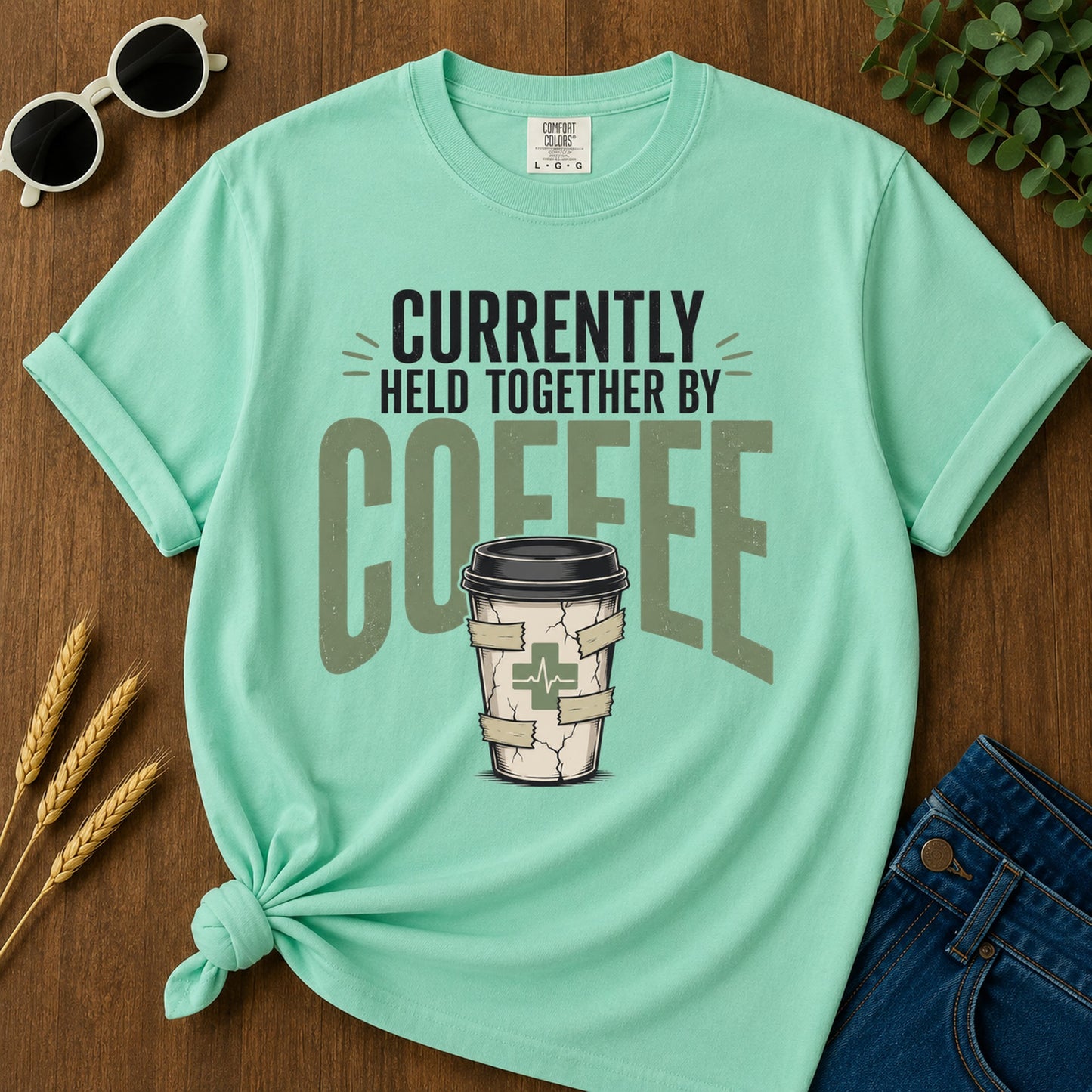 Held Together By Coffee T-Shirt - Island Reef