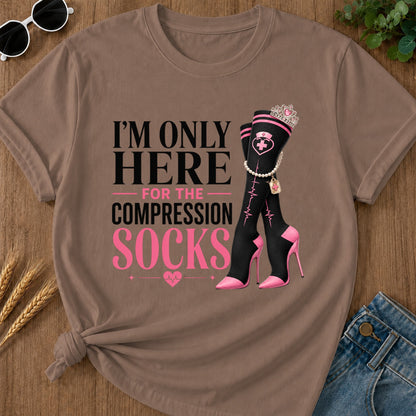 Here For Compression Socks T-Shirt - Espresso