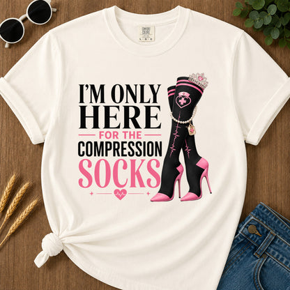 Here For Compression Socks T-Shirt - Ivory