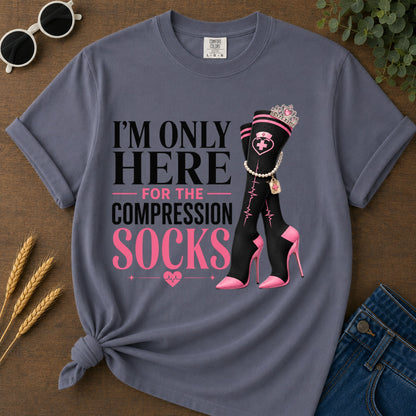 Here For Compression Socks T-Shirt - Navy