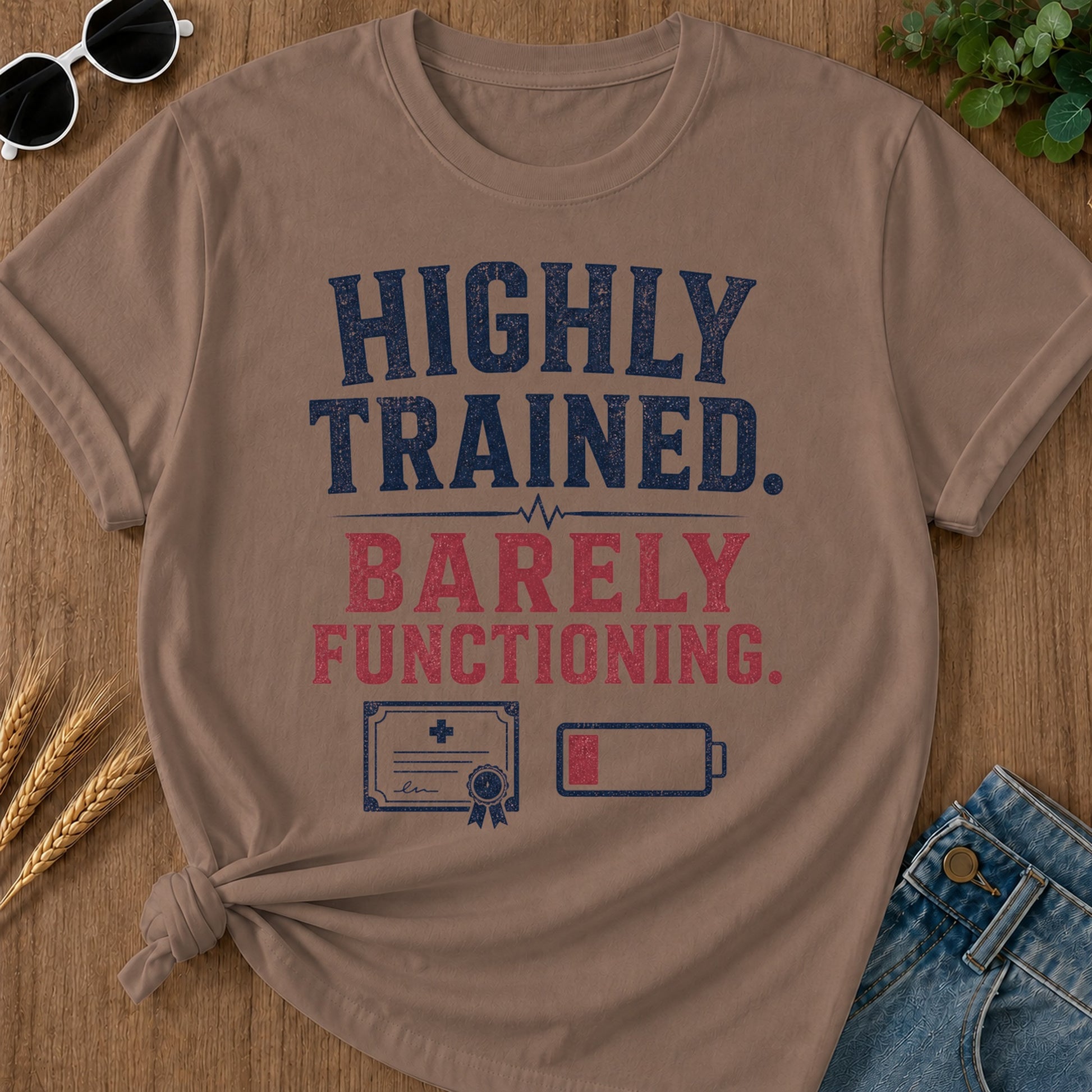 Highly Trained Barely Functioning T-Shirt - Espresso