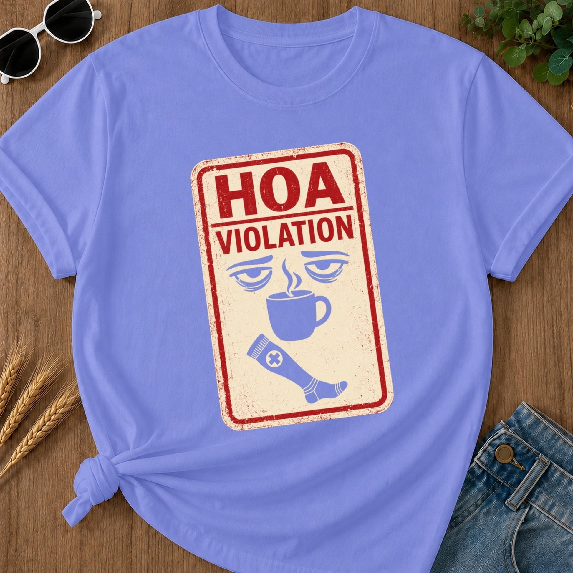 Hoa Violation T-shirt - Flo Blue Mockup