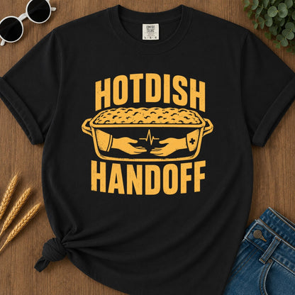 Hotdish Handoff 2 T-shirt - Black Mockup