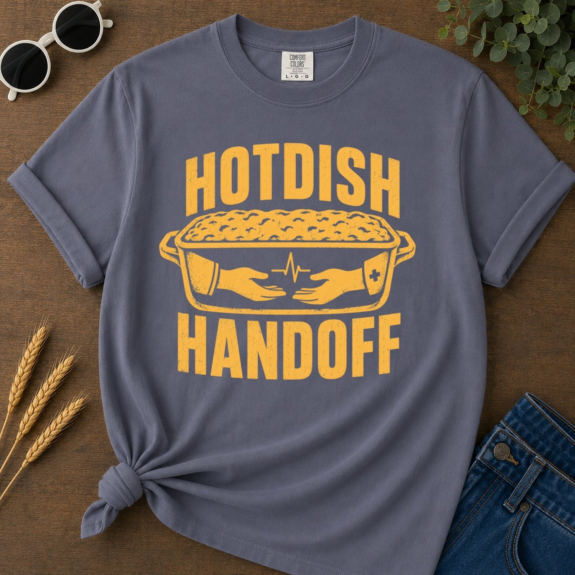Hotdish Handoff 2 T-shirt - Navy Mockup