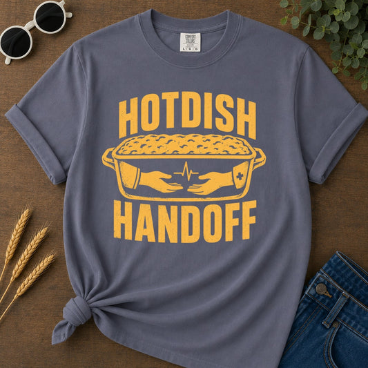 Hotdish Handoff 2 T-shirt - Navy Mockup