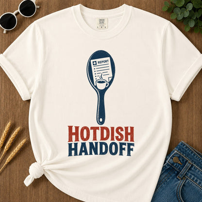 Hotdish Handoff T-shirt - Ivory Mockup