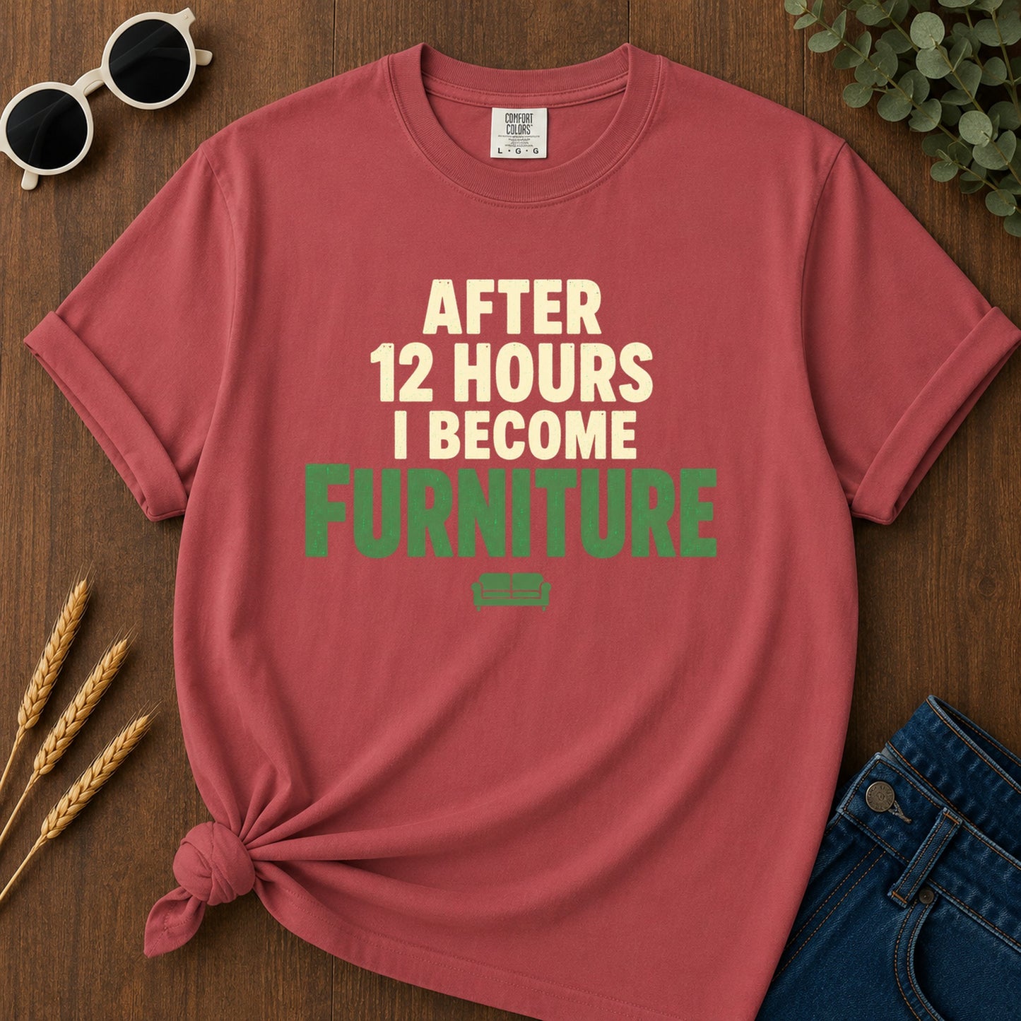 Hours After Become Furniture T-Shirt - Crimson