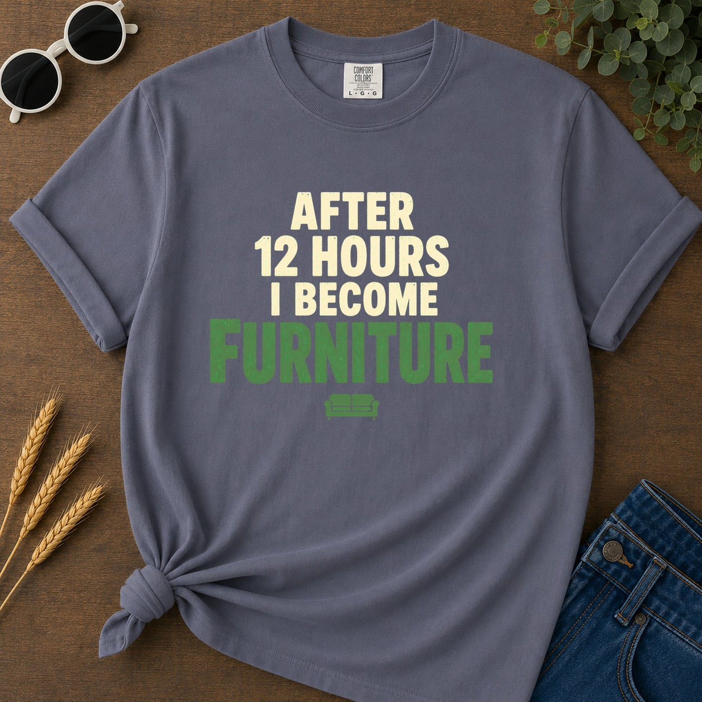 Hours After Become Furniture T-Shirt - Navy