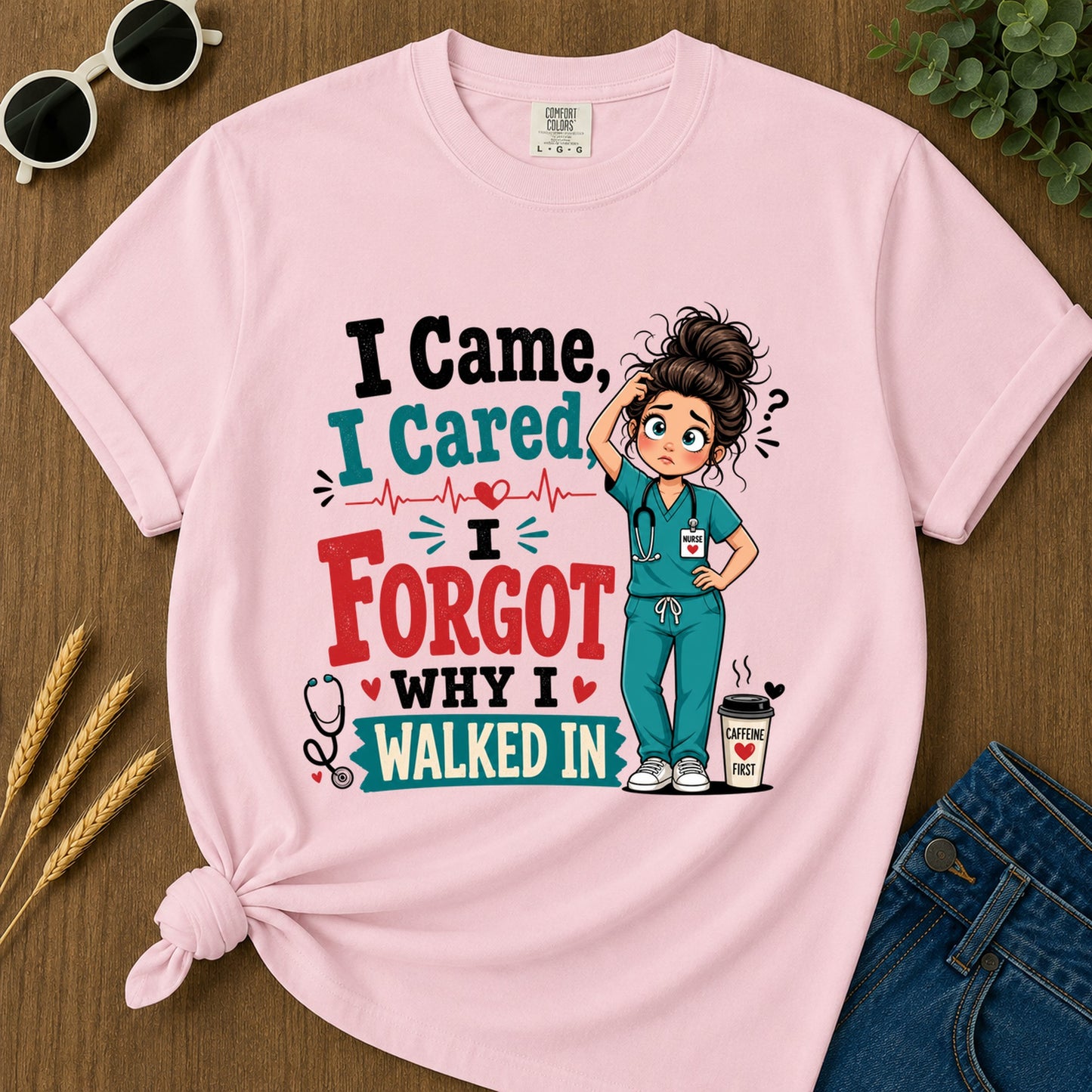 I Came I Cared T-Shirt - Blossom