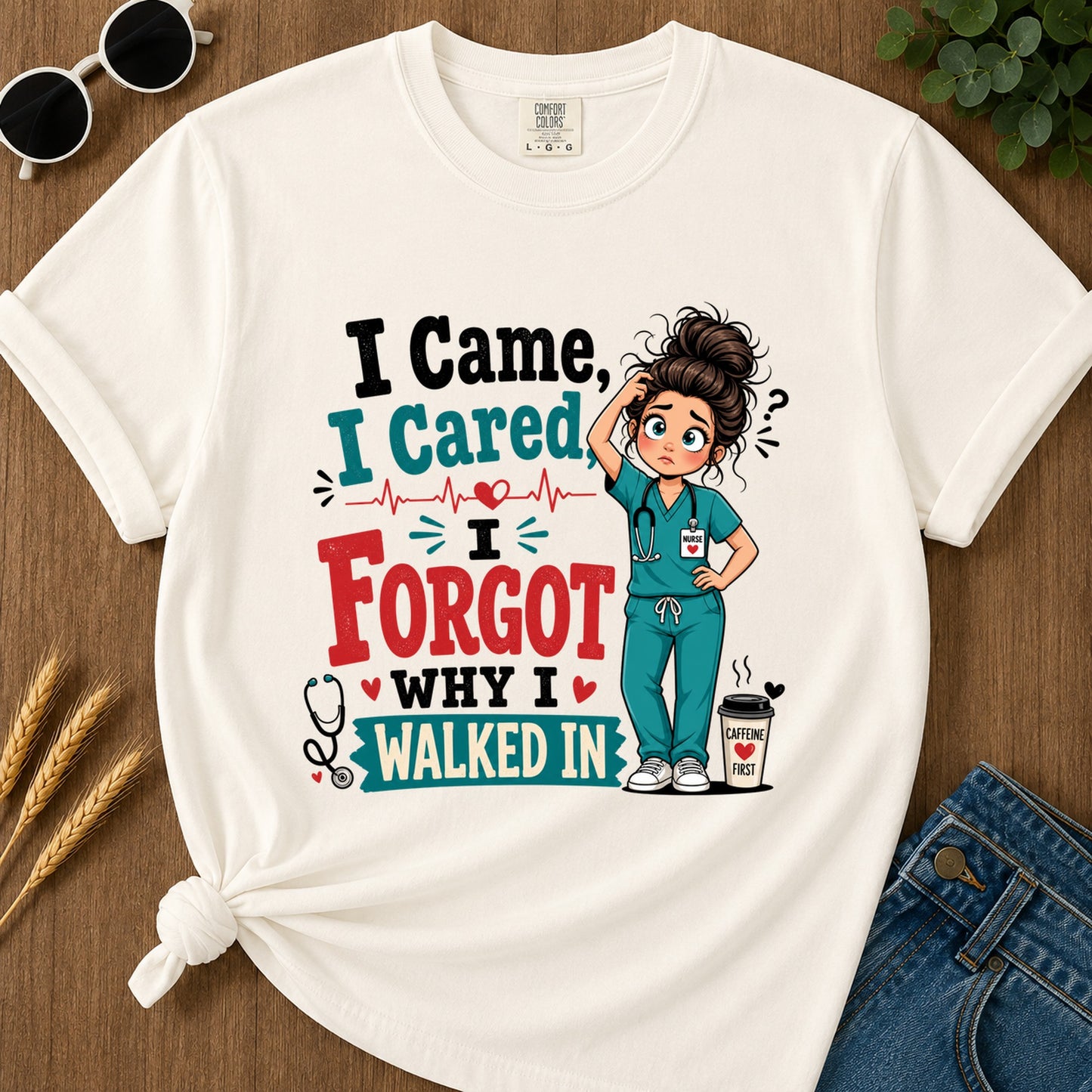 I Came I Cared T-Shirt - Ivory