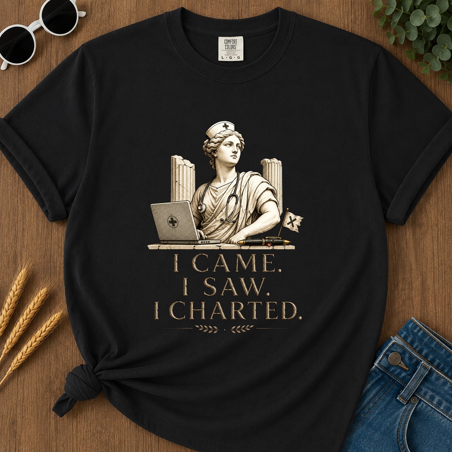 I Came I Saw I Charted T-Shirt - Black