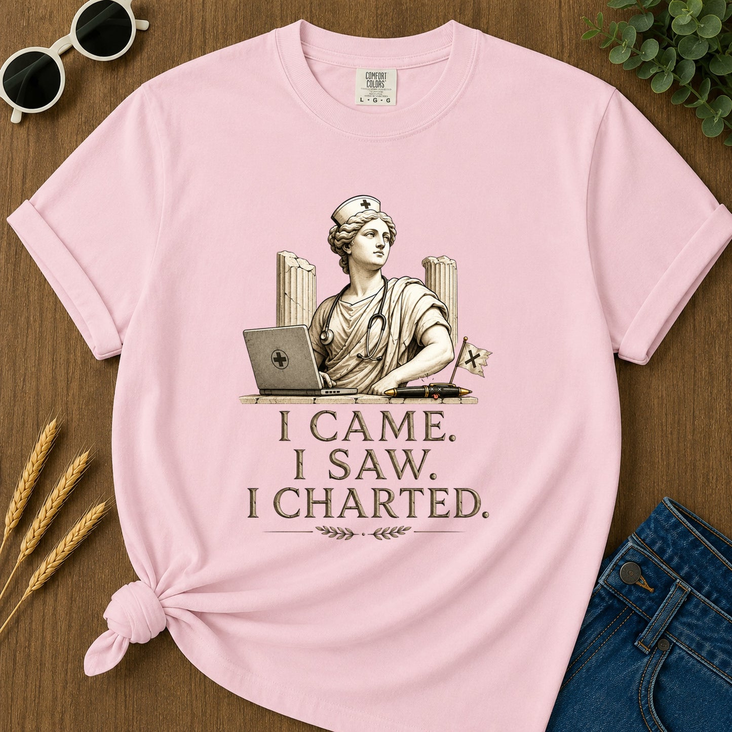 I Came I Saw I Charted T-Shirt - Blossom