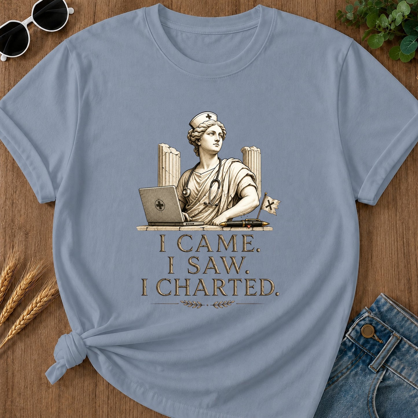 I Came I Saw I Charted T-Shirt - Blue Jean