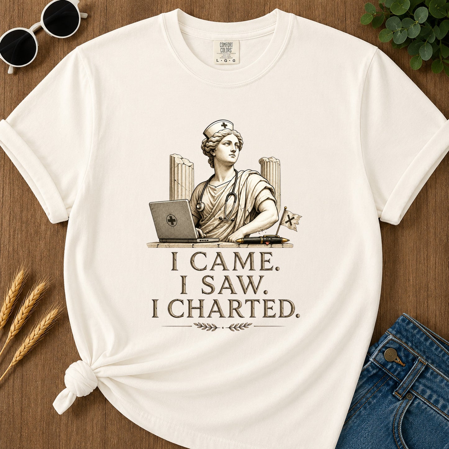 I Came I Saw I Charted T-Shirt - Ivory