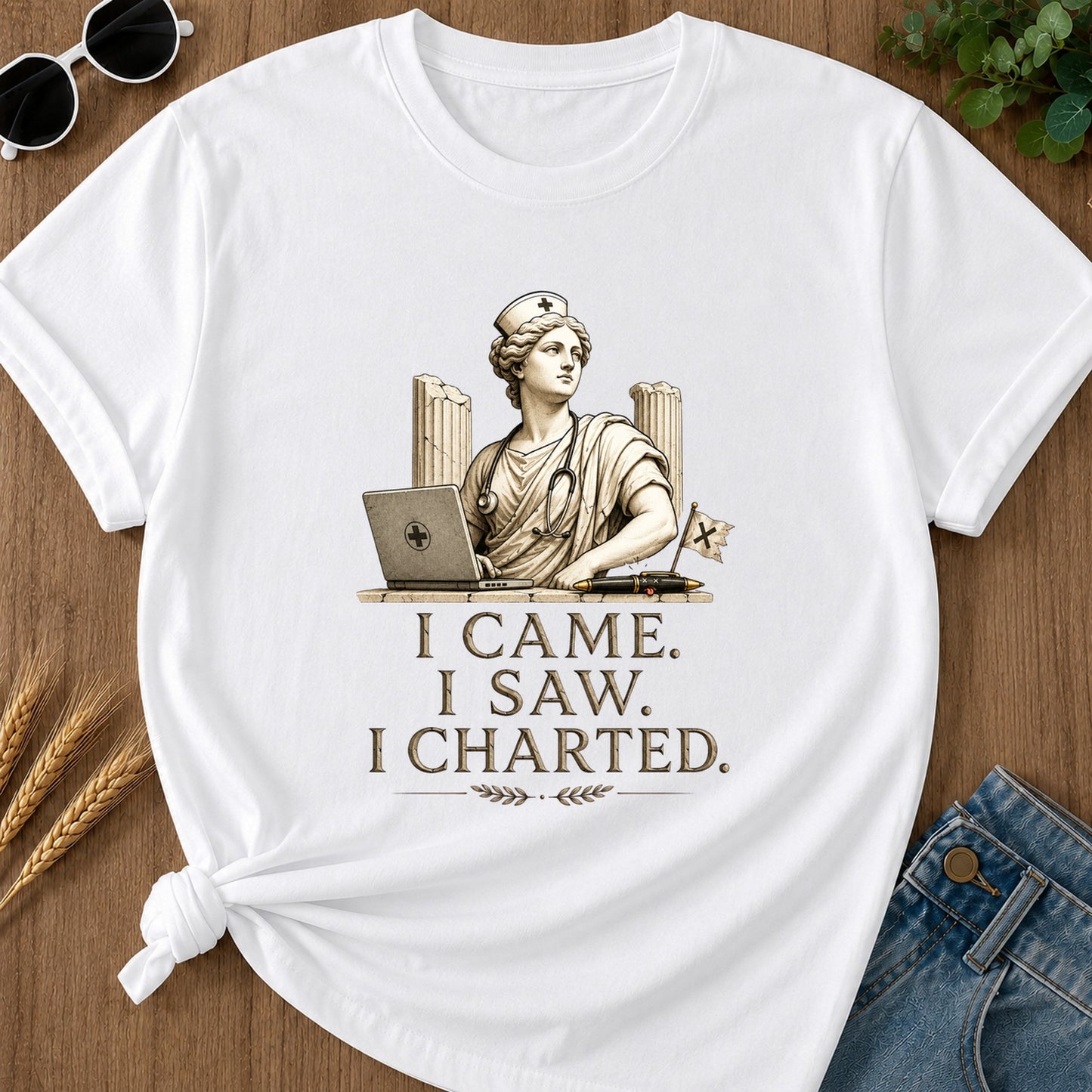 I Came I Saw I Charted T-Shirt - White