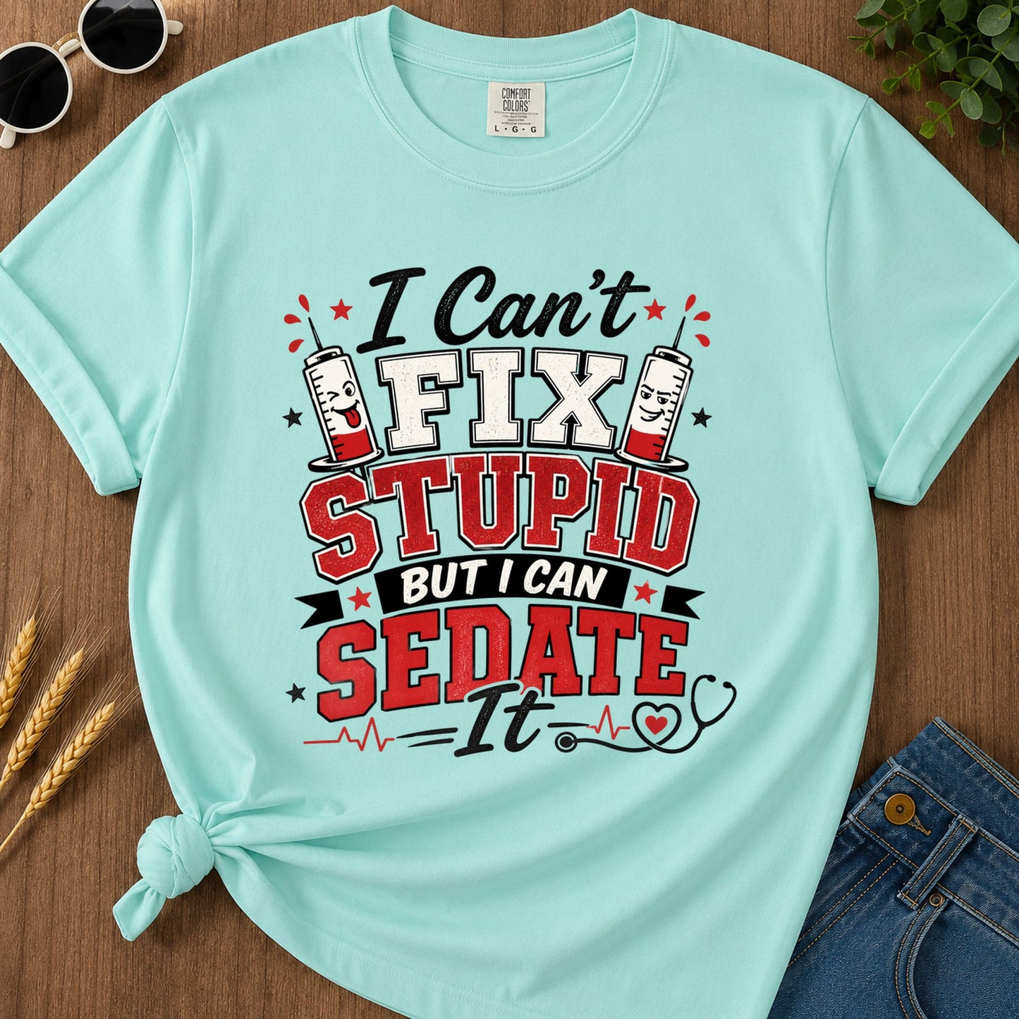 I Cant Fix Stupid (2) T-Shirt - Chalky Mint