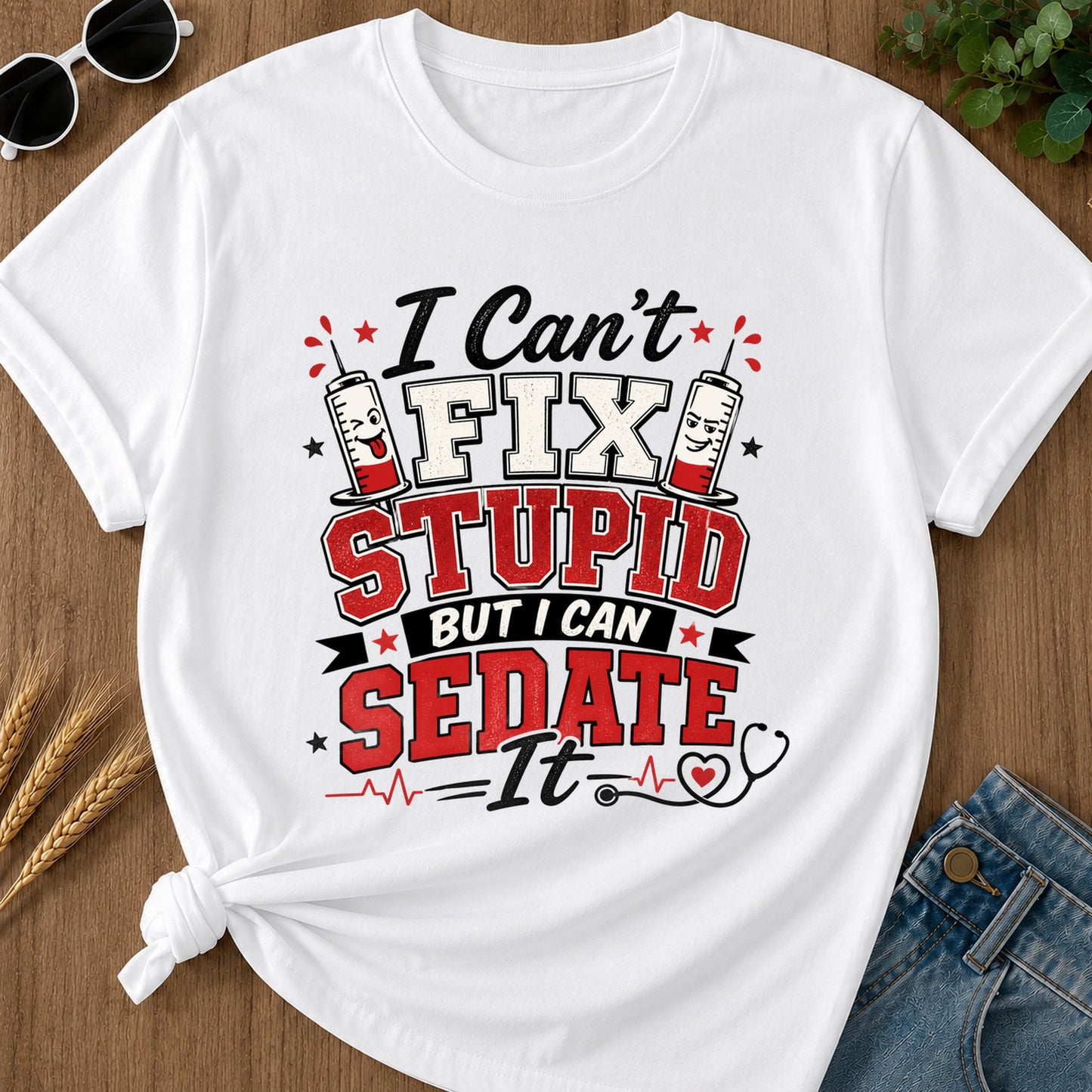 I Cant Fix Stupid (2) T-Shirt - White