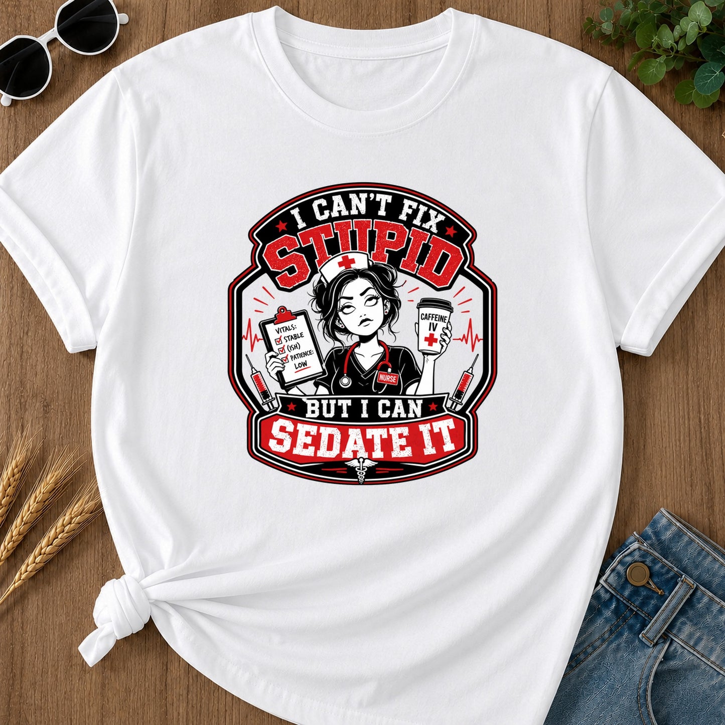I Cant Fix Stupid T-Shirt - White