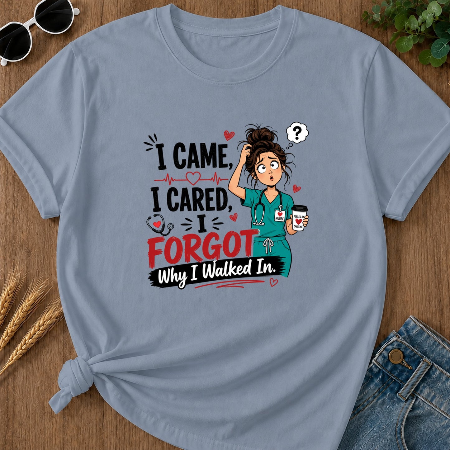 Icame I Cared T-Shirt - Blue Jean