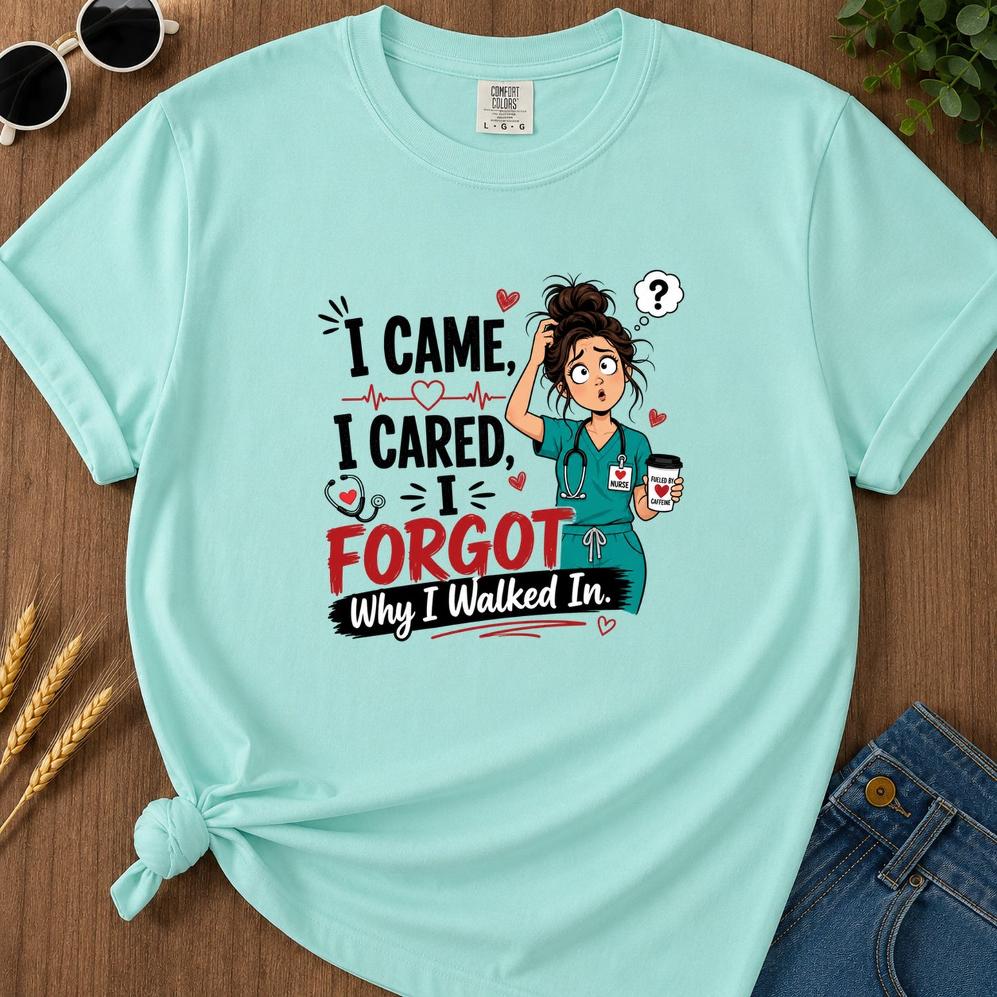 Icame I Cared T-Shirt - Chalky Mint