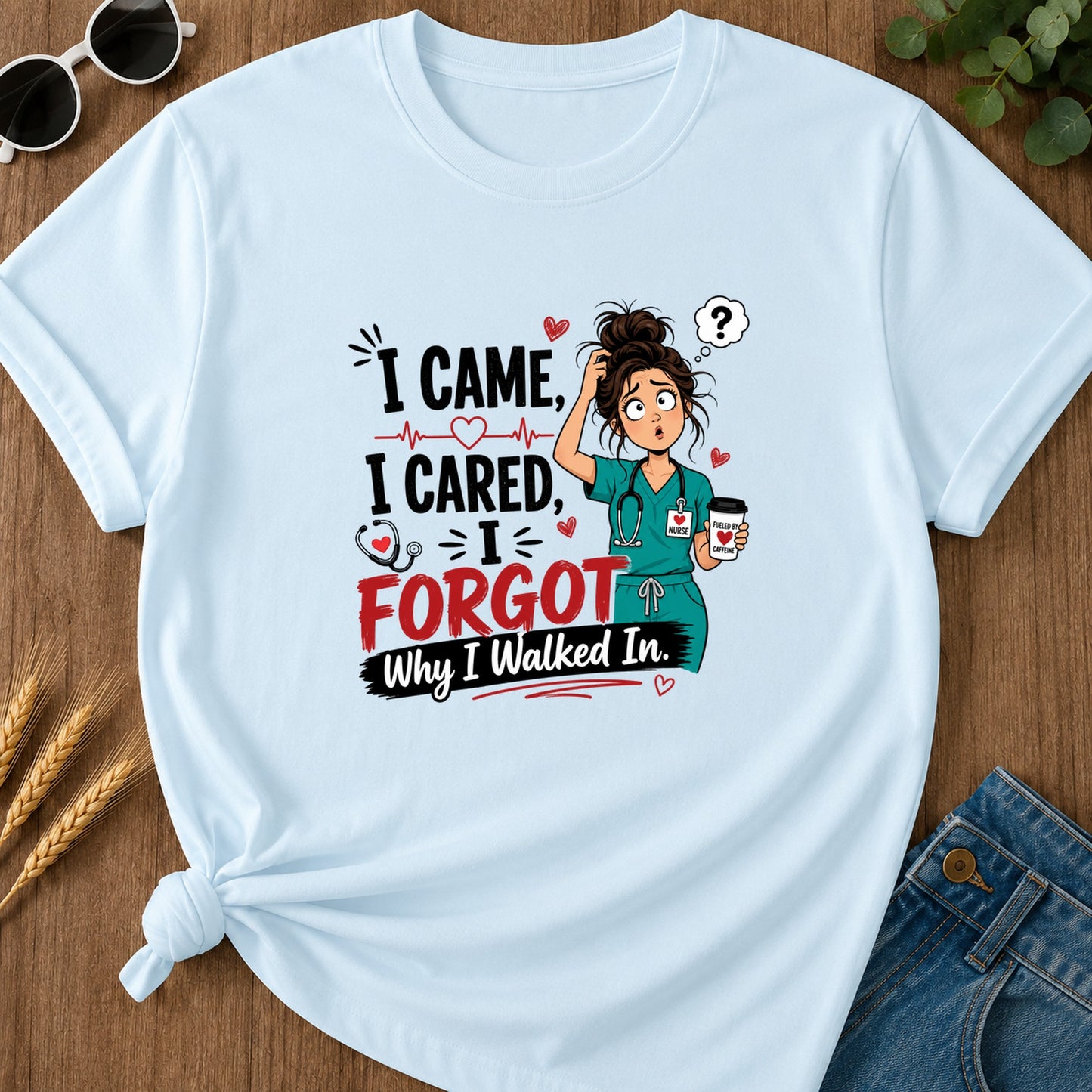 Icame I Cared T-Shirt - Chambray