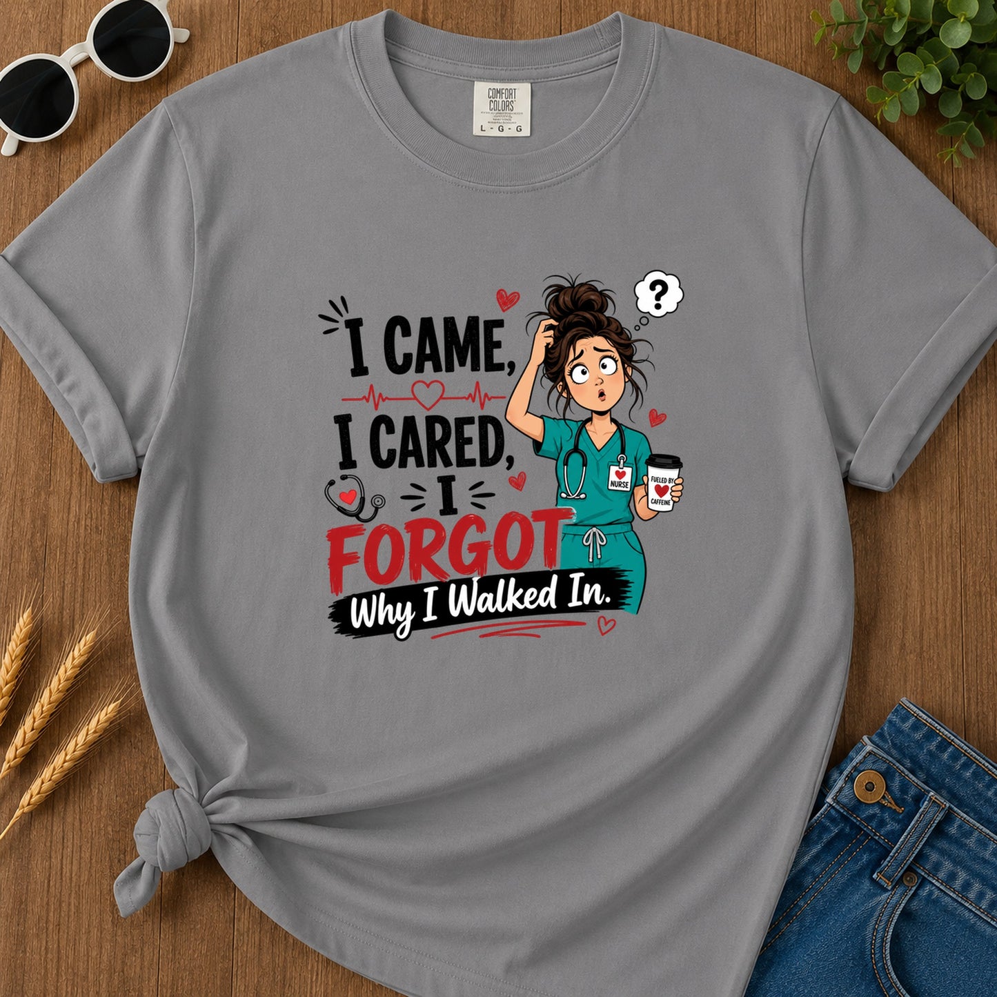 Icame I Cared T-Shirt - Grey