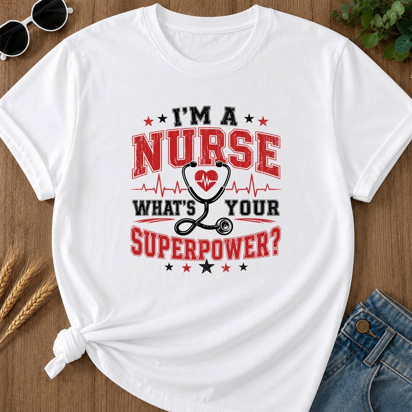 Im A Nurse Whats Your Superpower T-Shirt - White