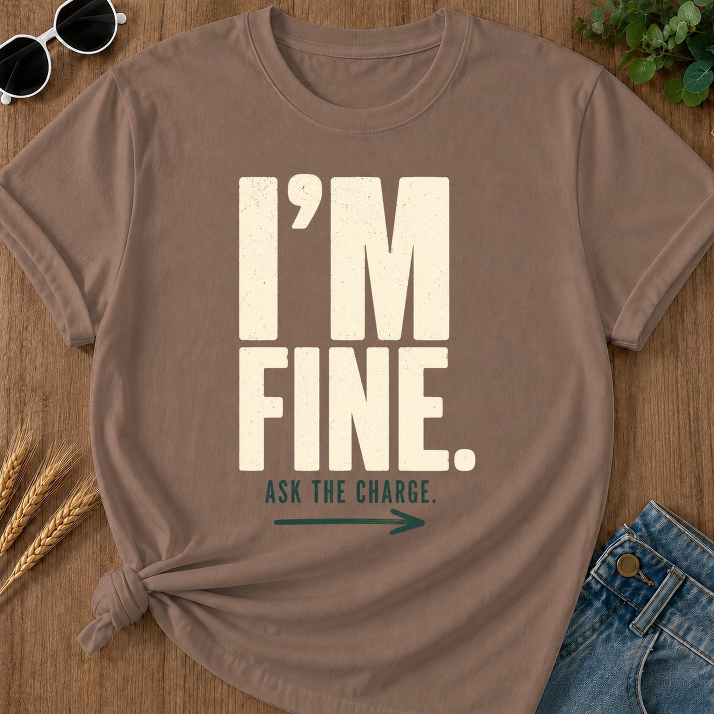 Im Fine Ask The Charge T-Shirt - Espresso
