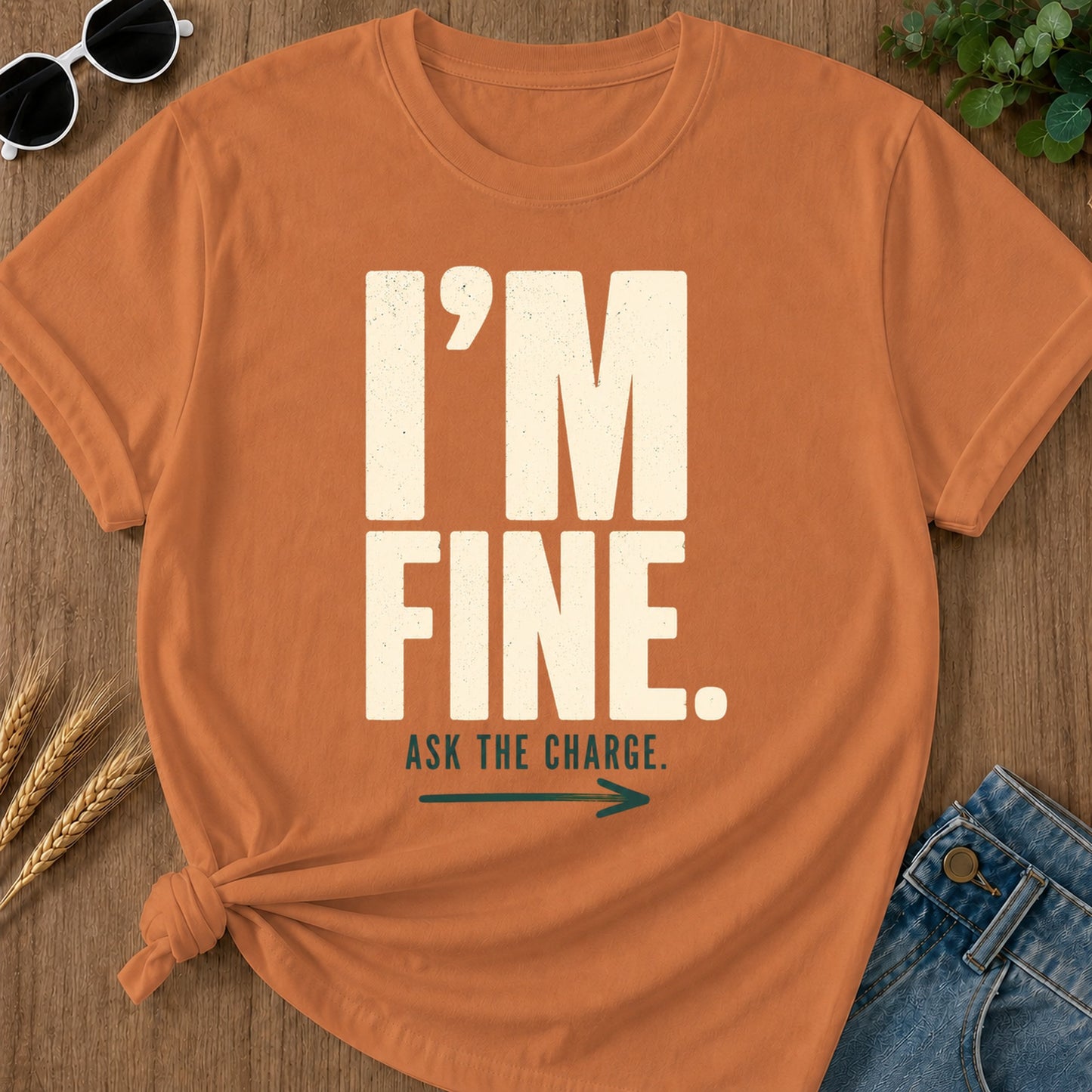 Im Fine Ask The Charge T-Shirt - Yam