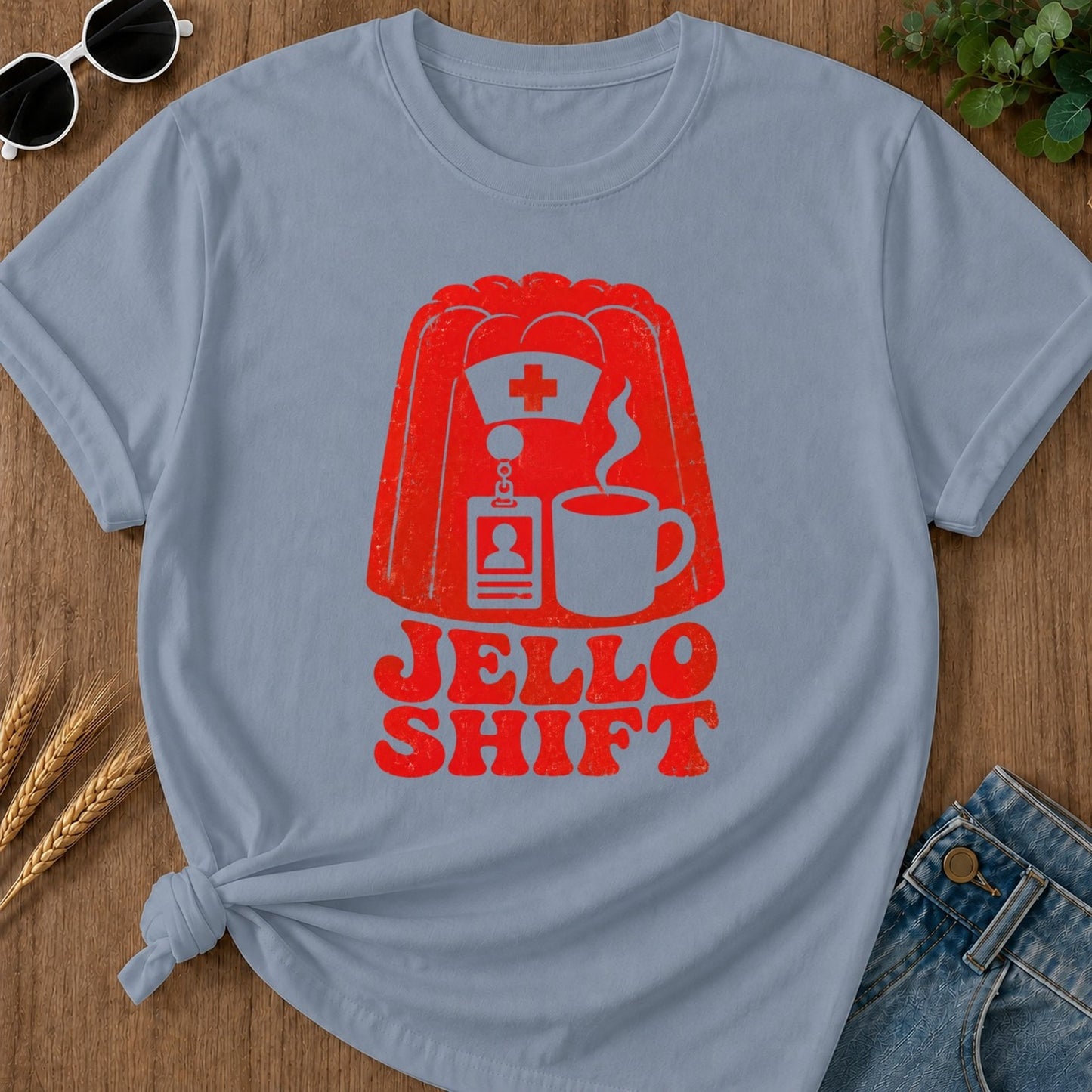 Jello Shift T-shirt - Blue Jean Mockup