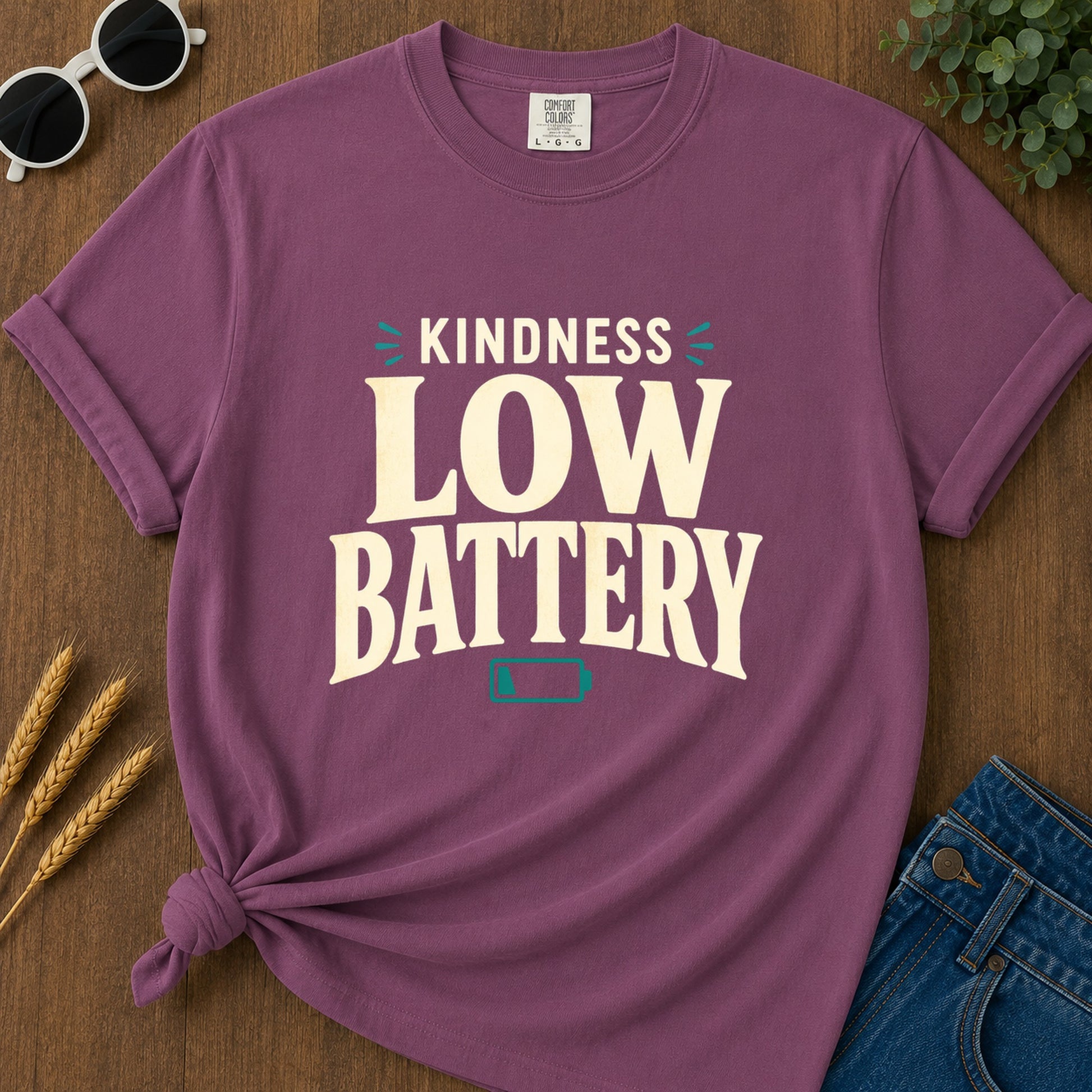 Kindness Low Battery T-Shirt - Berry