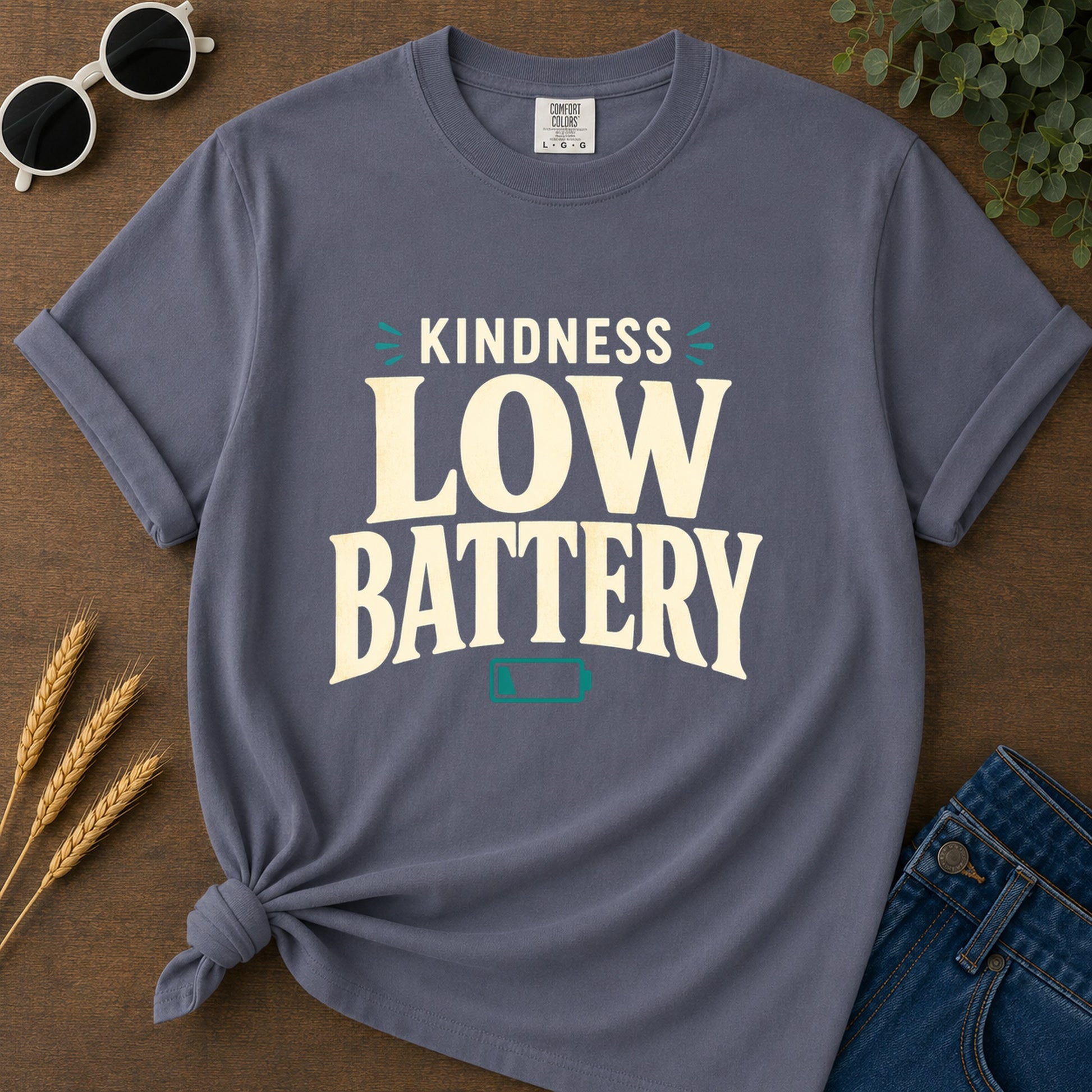 Kindness Low Battery T-Shirt - Navy