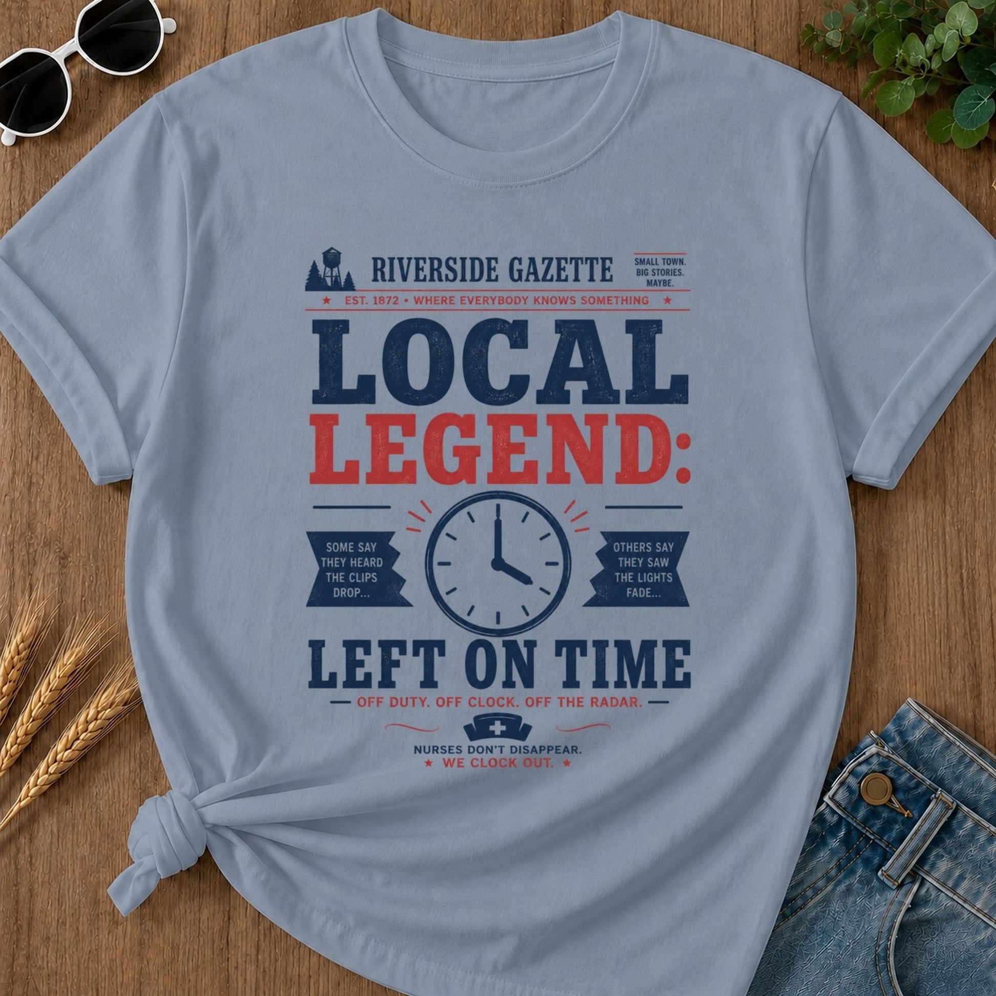 Left Time T-shirt - Blue Jean Mockup