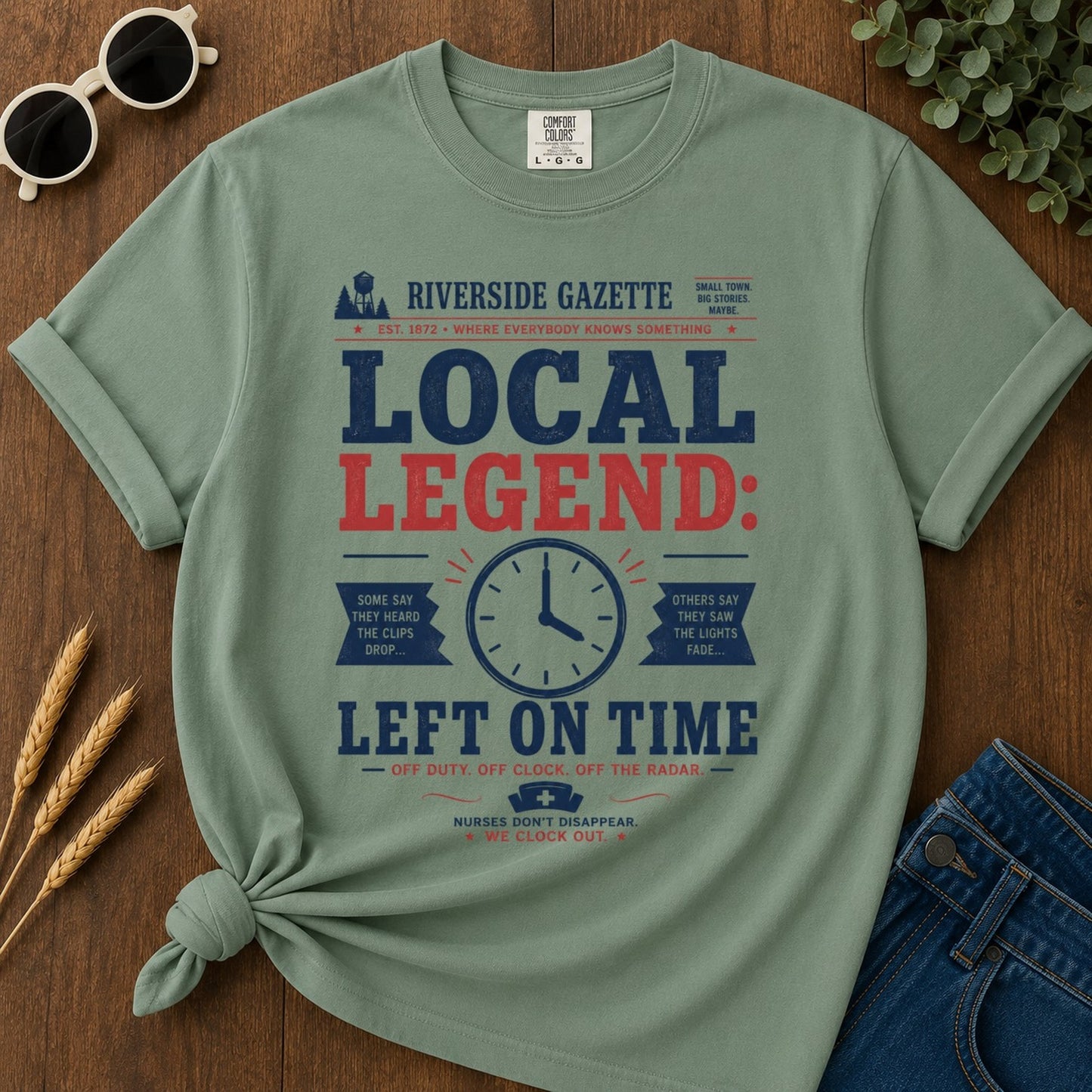 Left Time T-shirt - Light Green Mockup