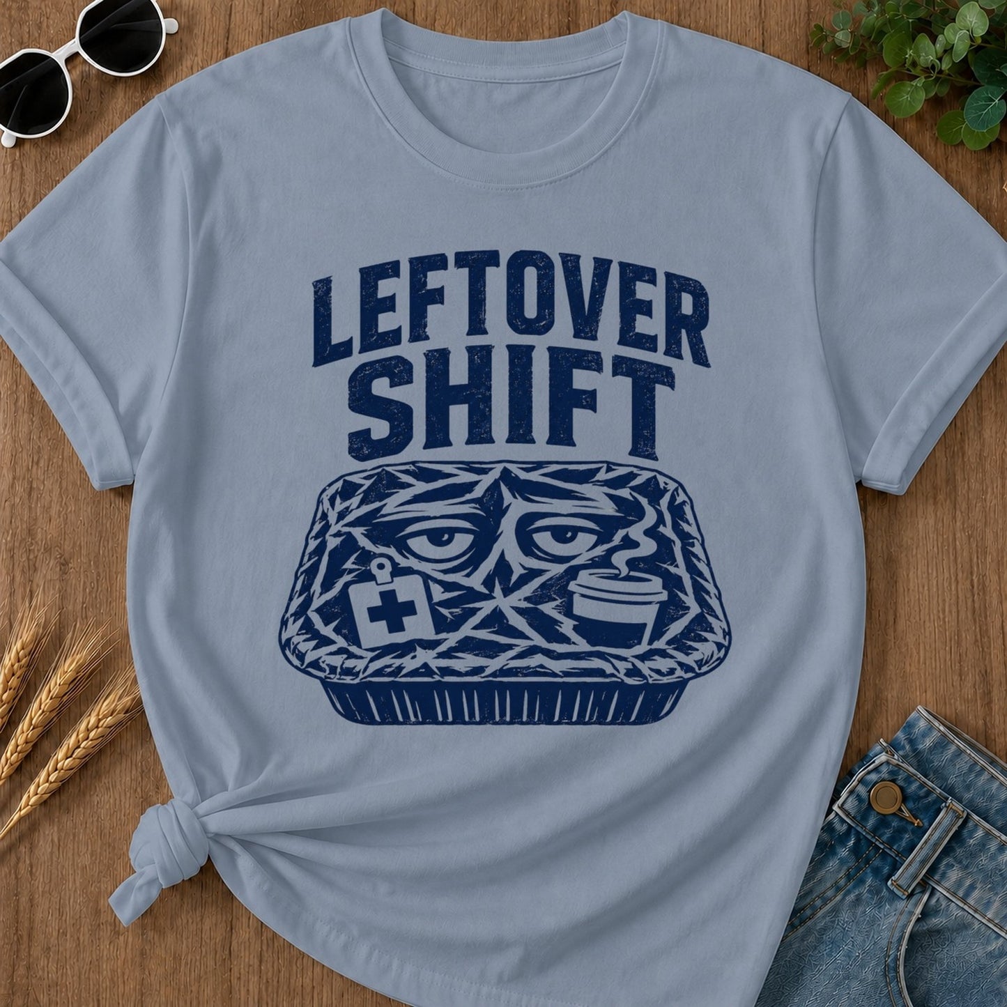 Leftover Shift T-shirt - Blue Jean Mockup