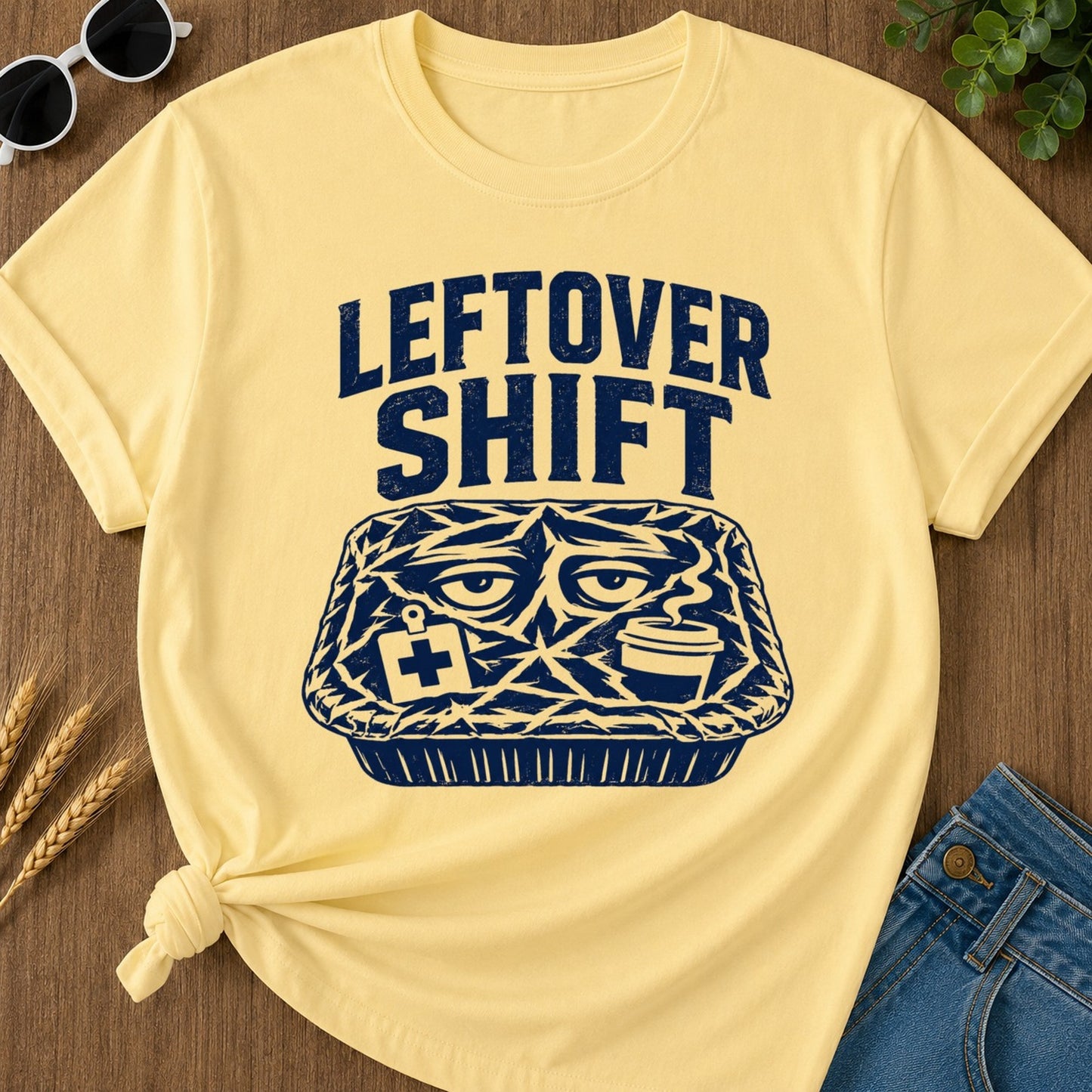 Leftover Shift T-shirt - Butter Mockup