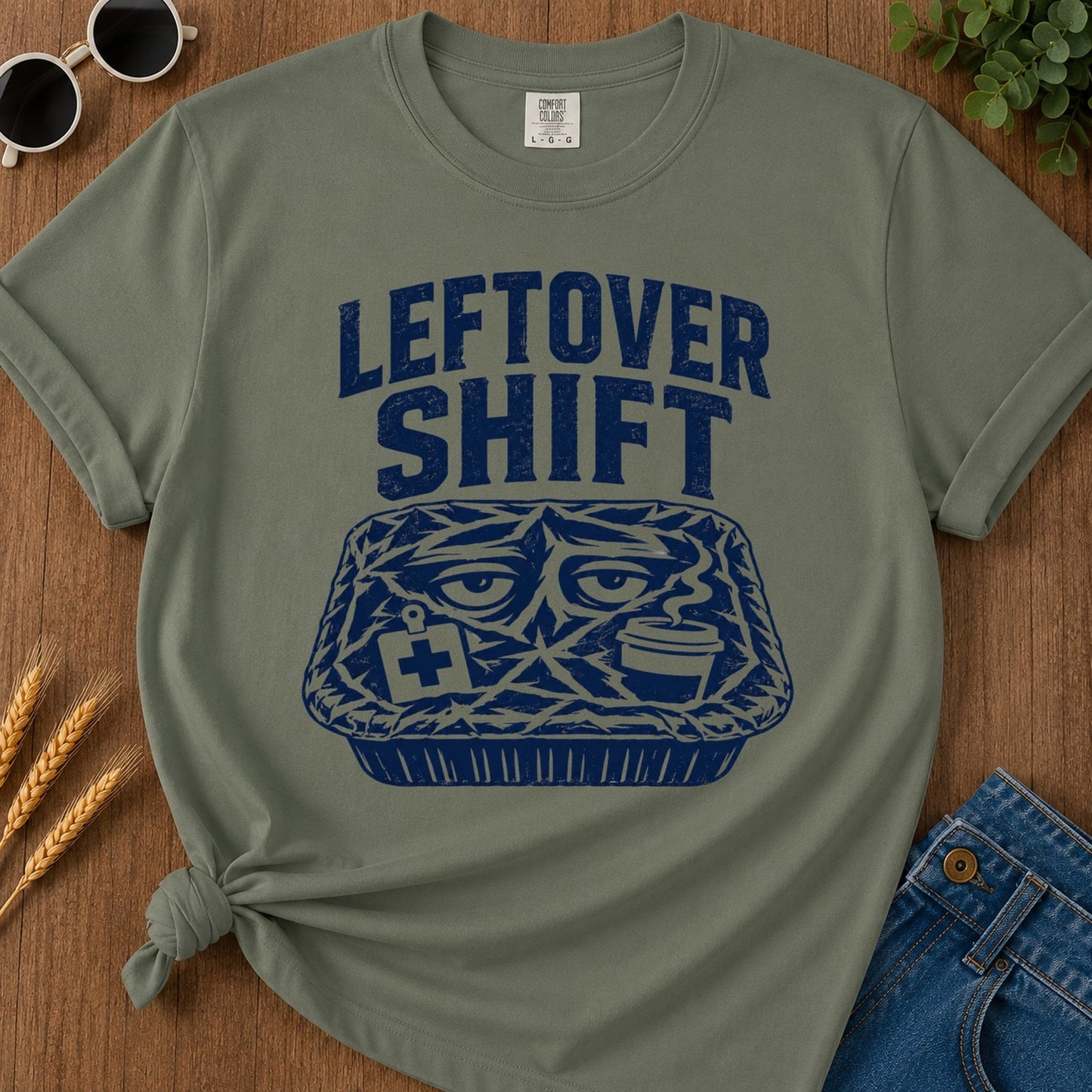 Leftover Shift T-shirt - Moss Mockup