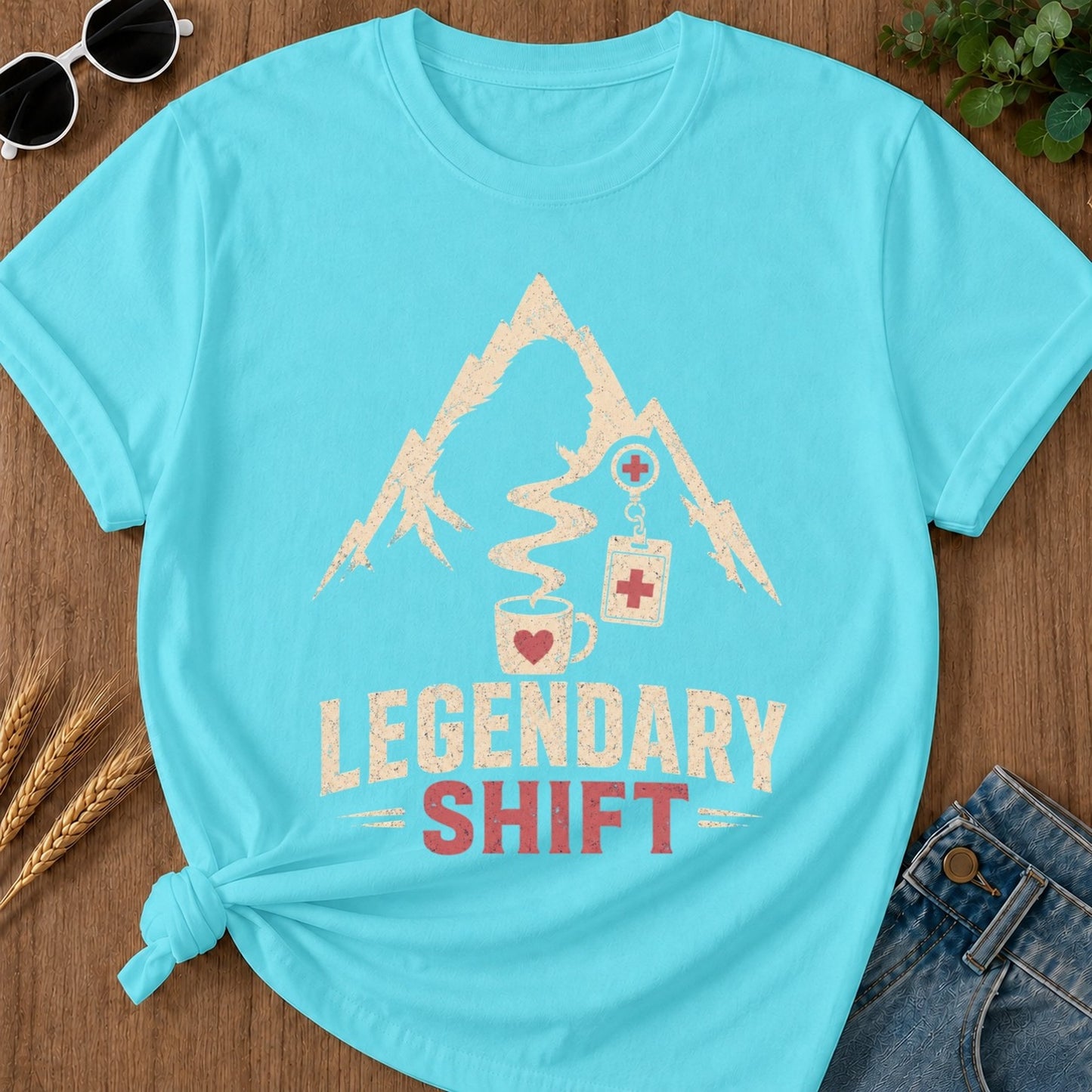 Legendary Shift T-shirt - Lagoon Blue Mockup