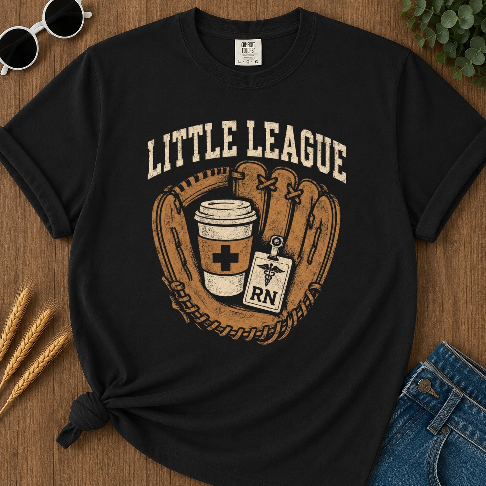 Little League T-shirt - Black Mockup