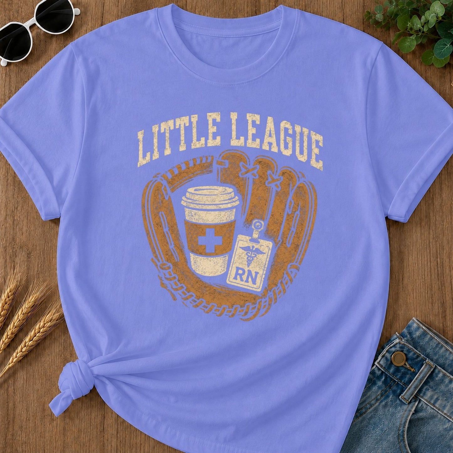 Little League T-shirt - Flo Blue Mockup