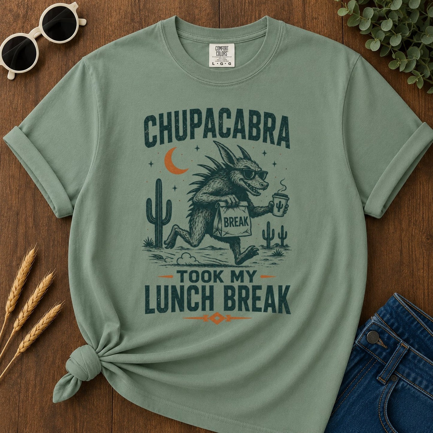 Lunch Break T-shirt - Light Green Mockup