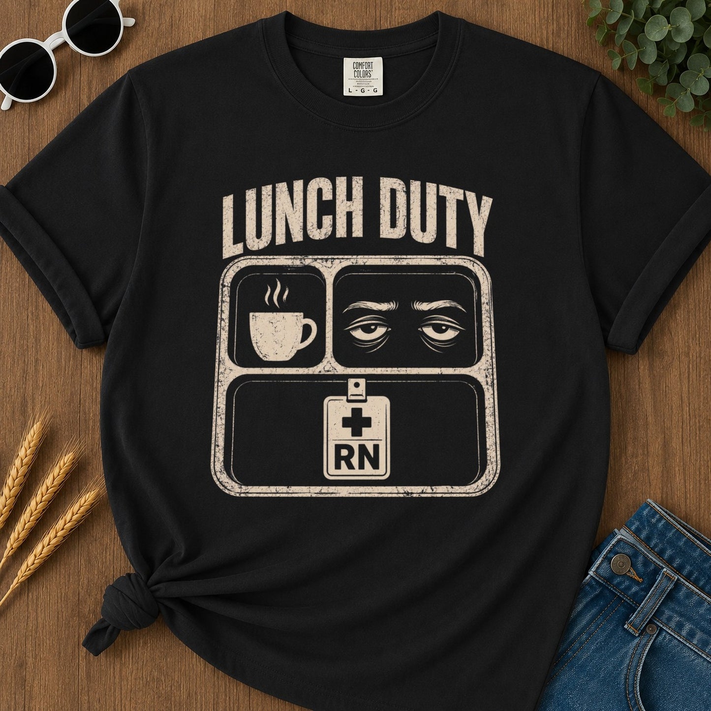 Lunch Duty T-shirt - Black Mockup