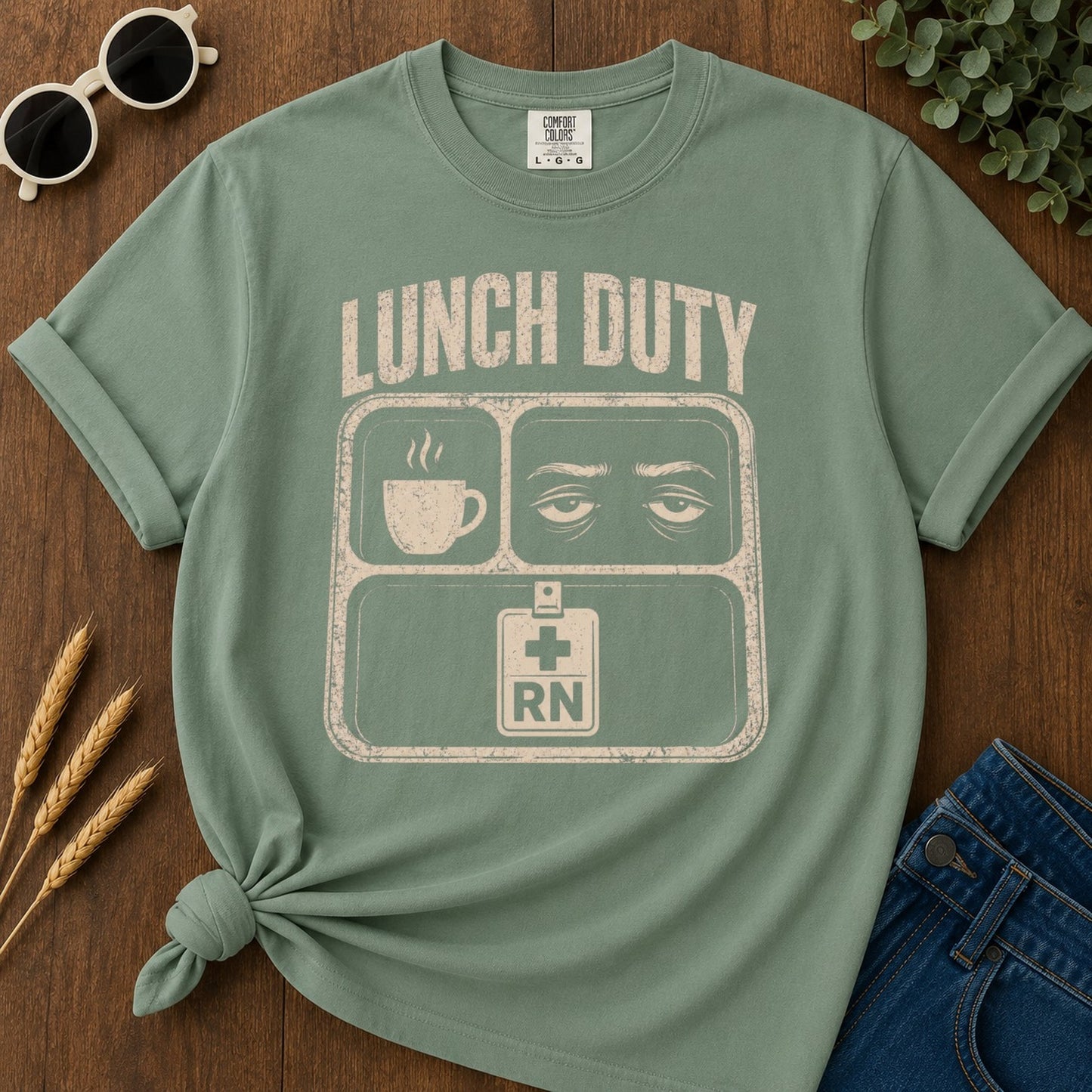 Lunch Duty T-shirt - Light Green Mockup